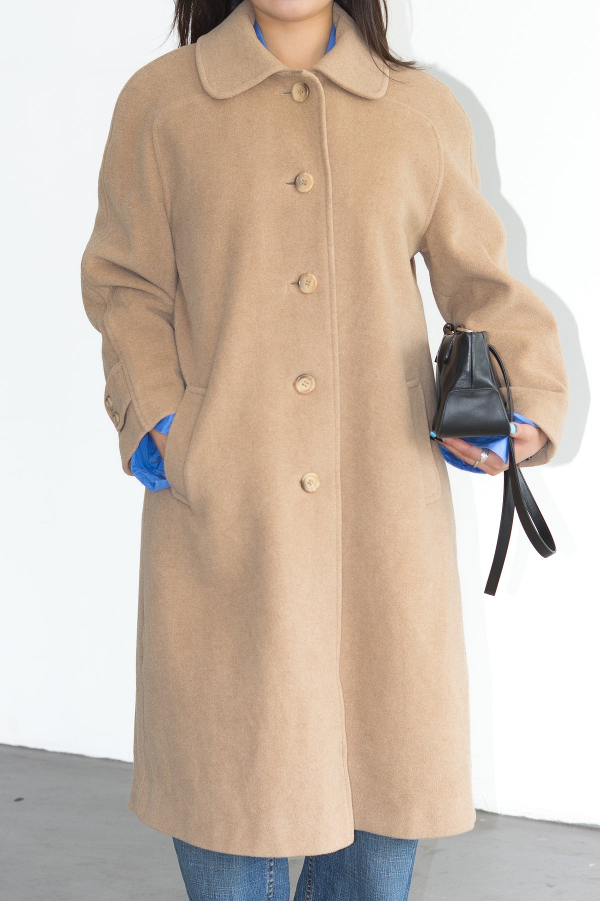 Camel Coat Cashmere Wool Made in England - Size L