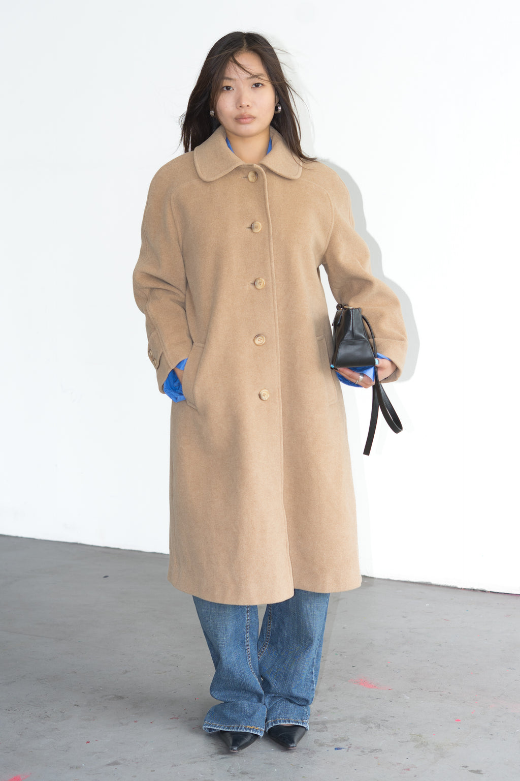 Camel Coat Cashmere Wool Made in England - Size L