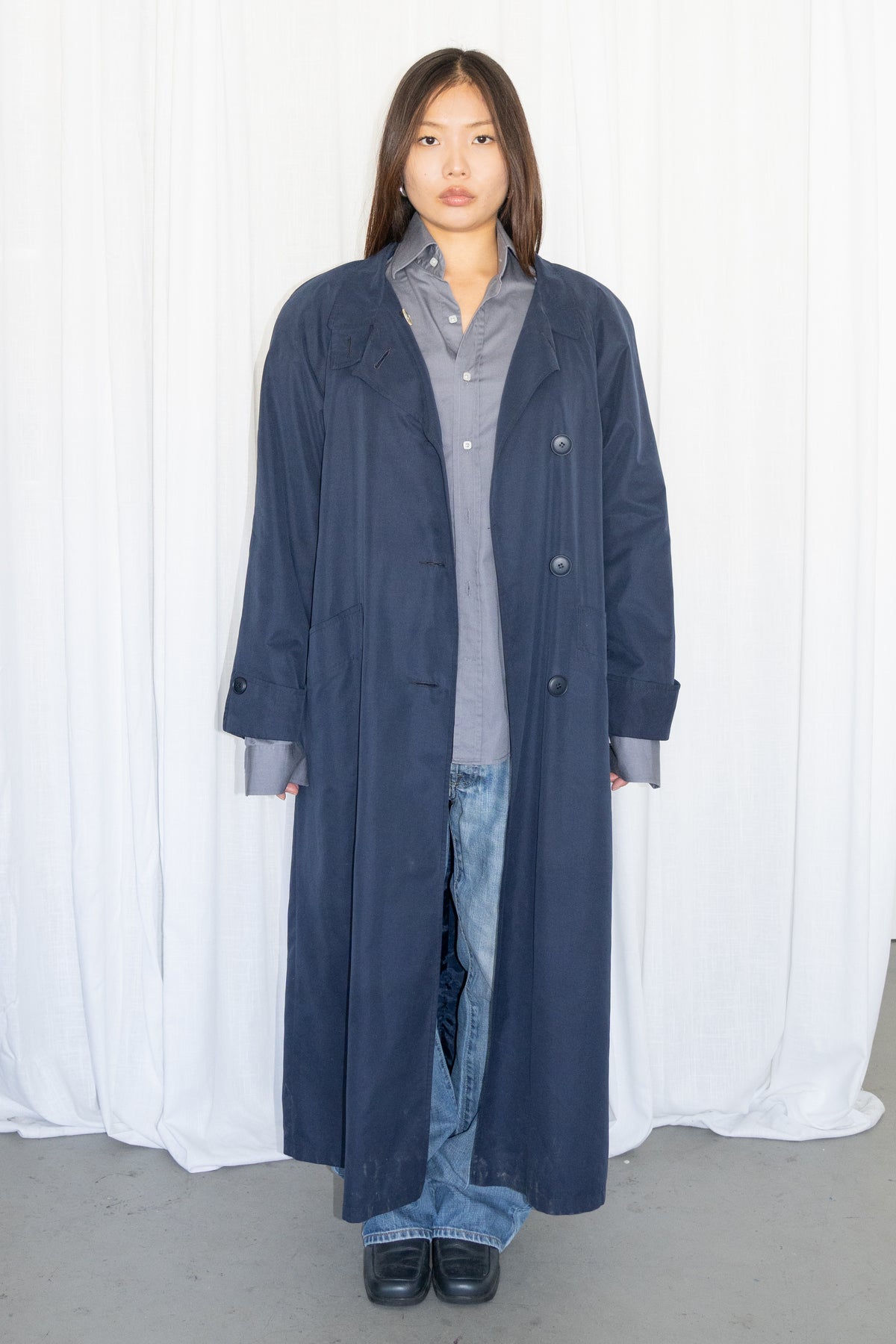 Dark Blue Trench Coat - Size XL
