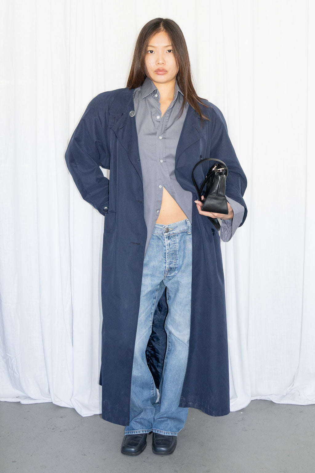 Dark Blue Trench Coat - Size XL