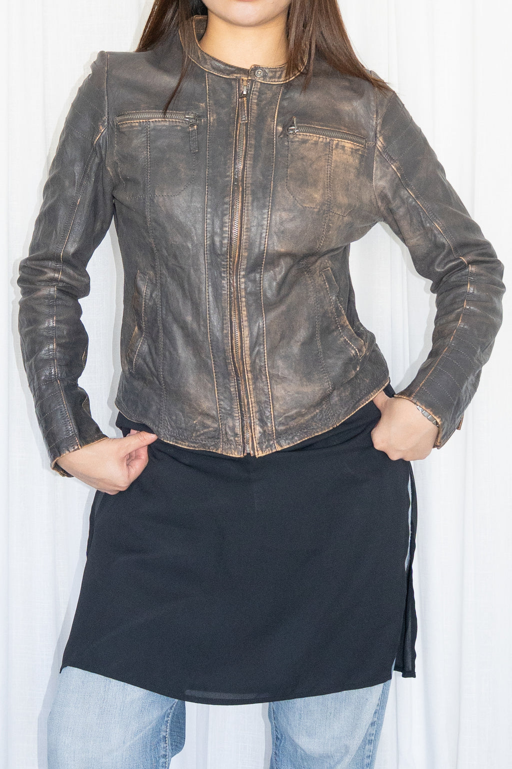 Washed Leather Jacket - Size M/L