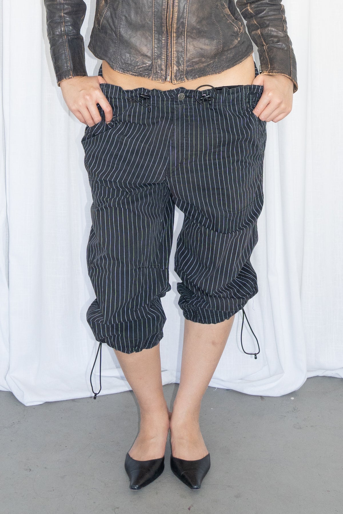 Dark Blue Pinstriped Cargo - Size L