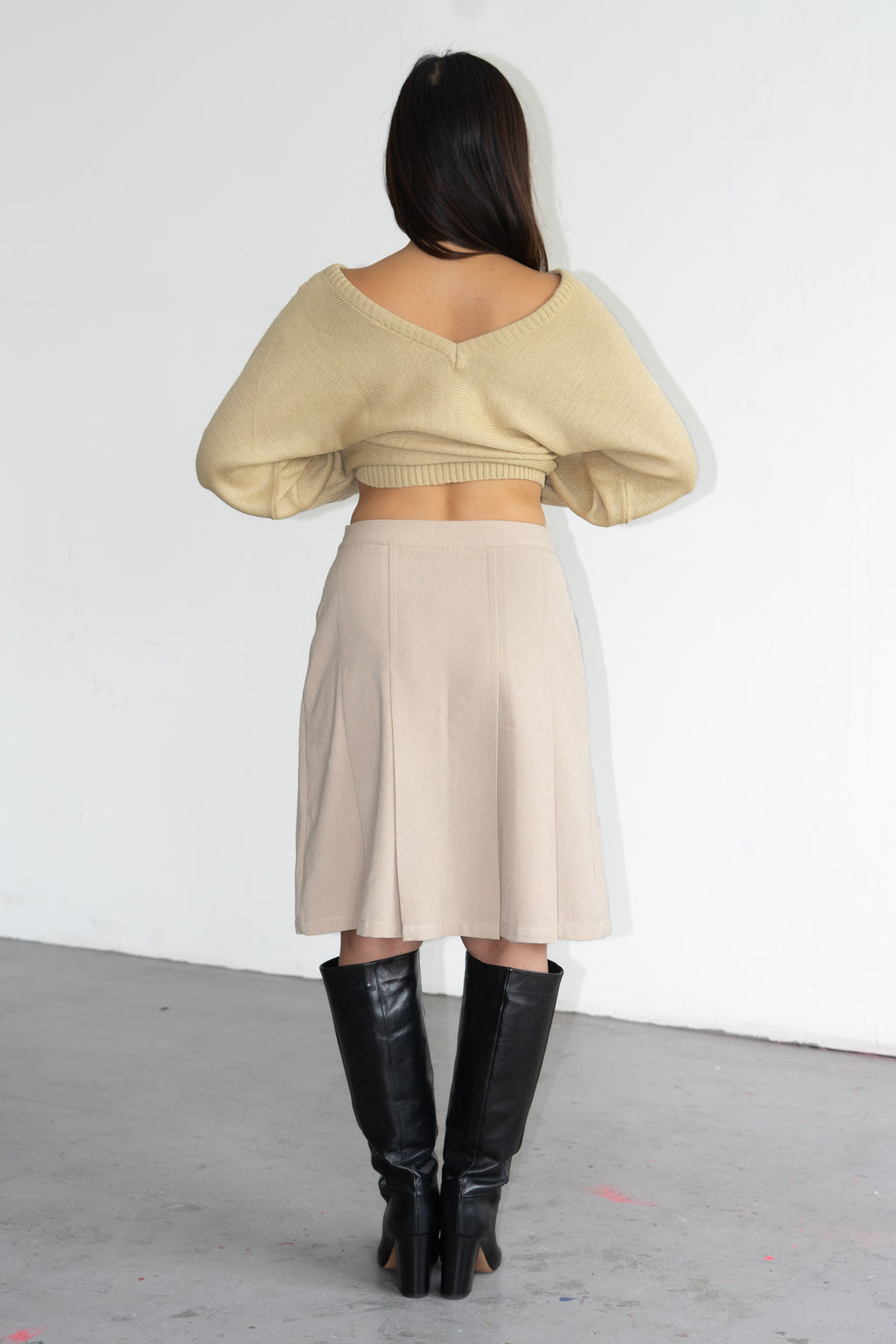 Beige Pleated Skirt - Size M