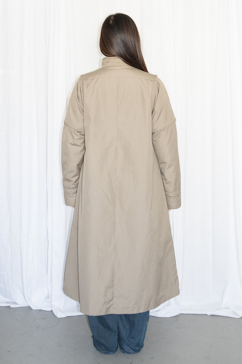 Green Long Trench Coat Wool - Size M
