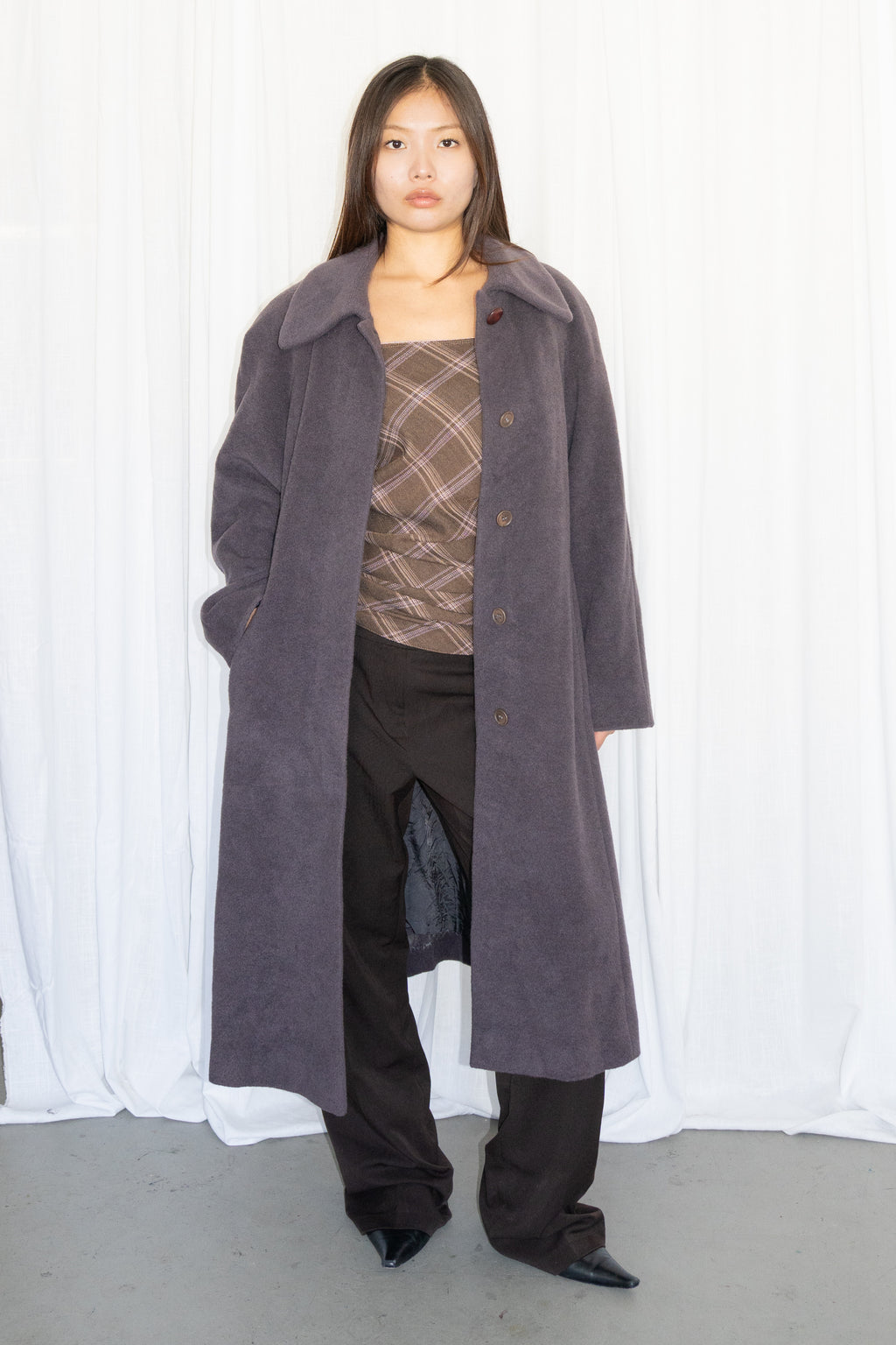 Grey-ish Purple Wool Coat - Size S