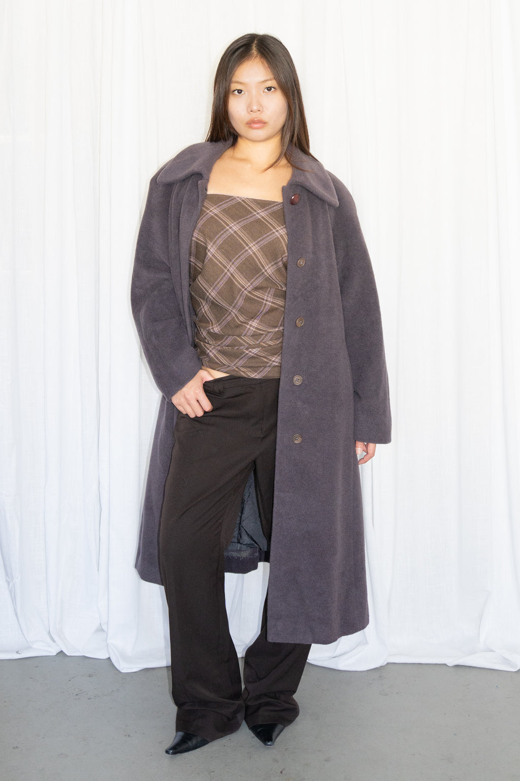 Grey-ish Purple Wool Coat - Size S