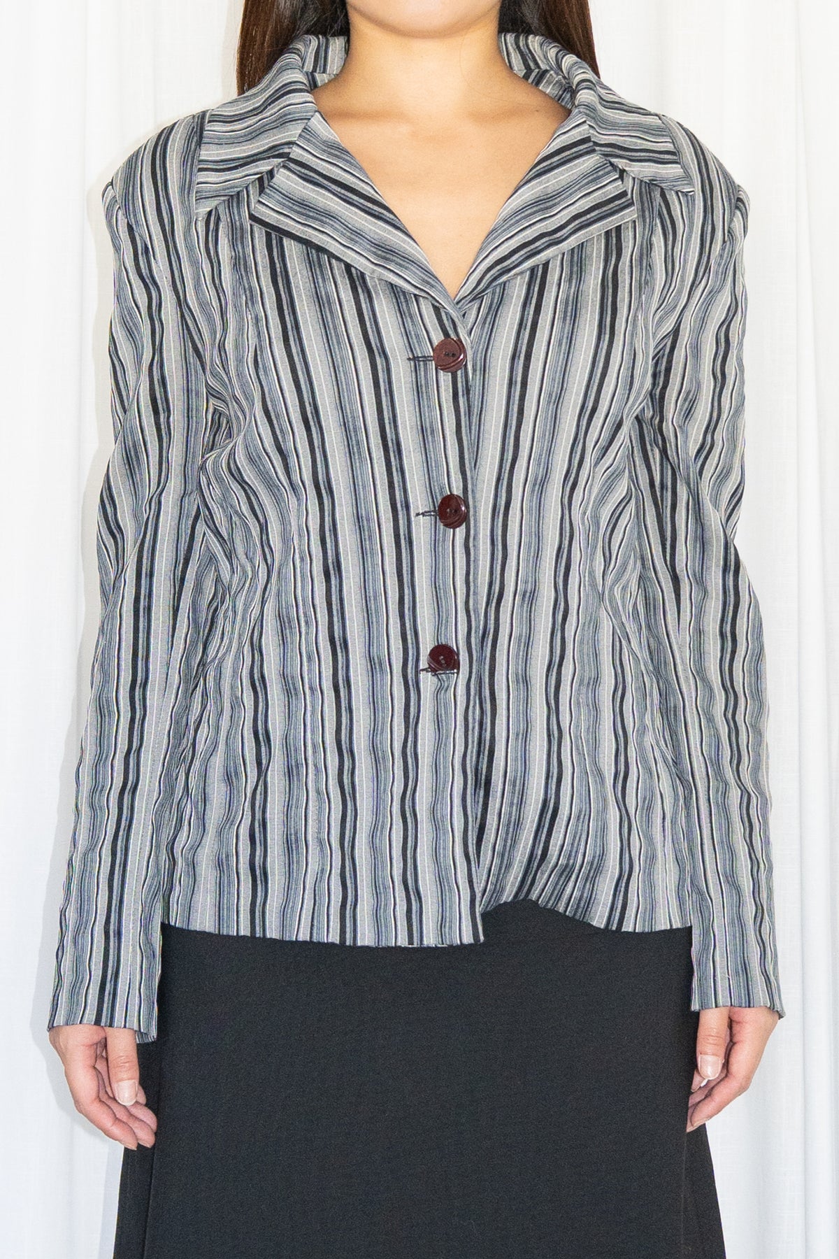 Grey/Black Striped Jacket/Blouse - Size L