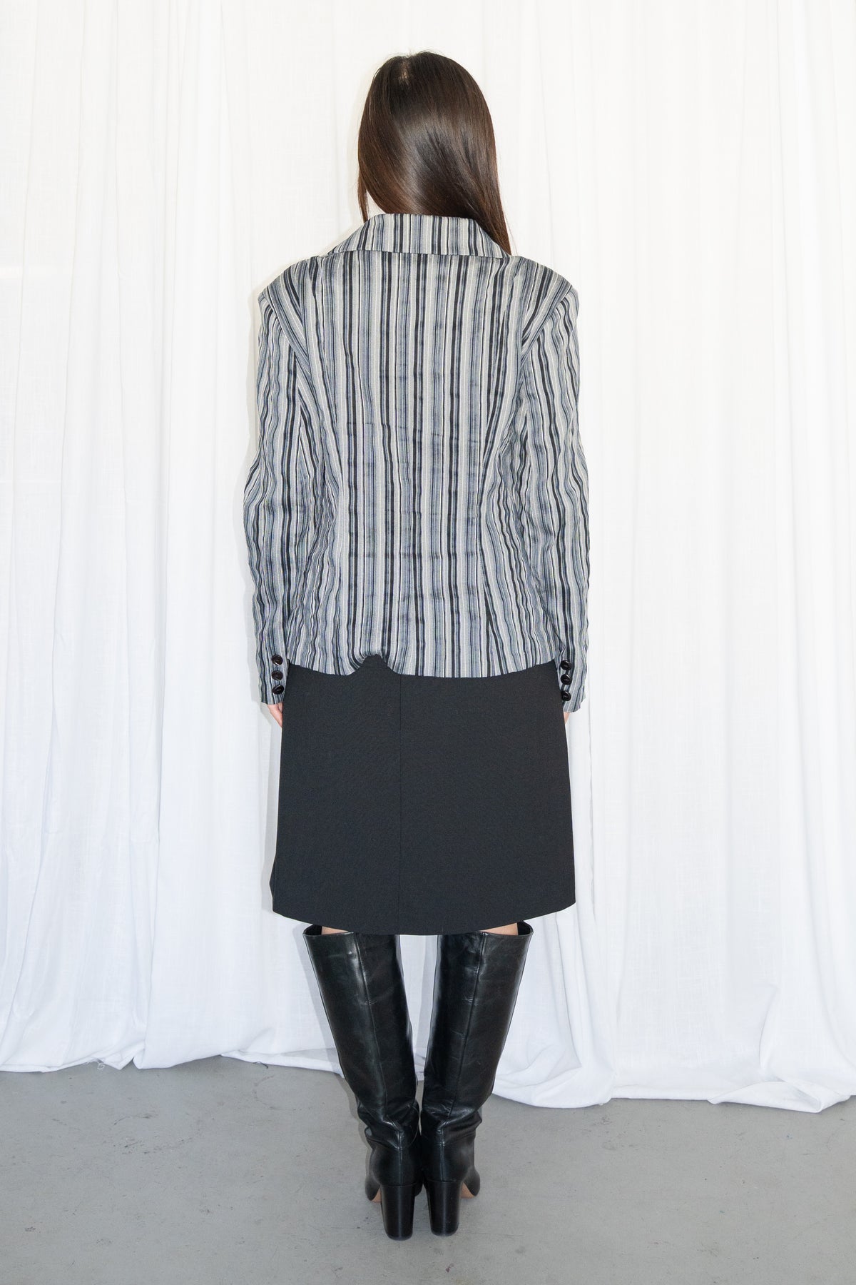 Black Wool Midi Skirt - Size L/XL