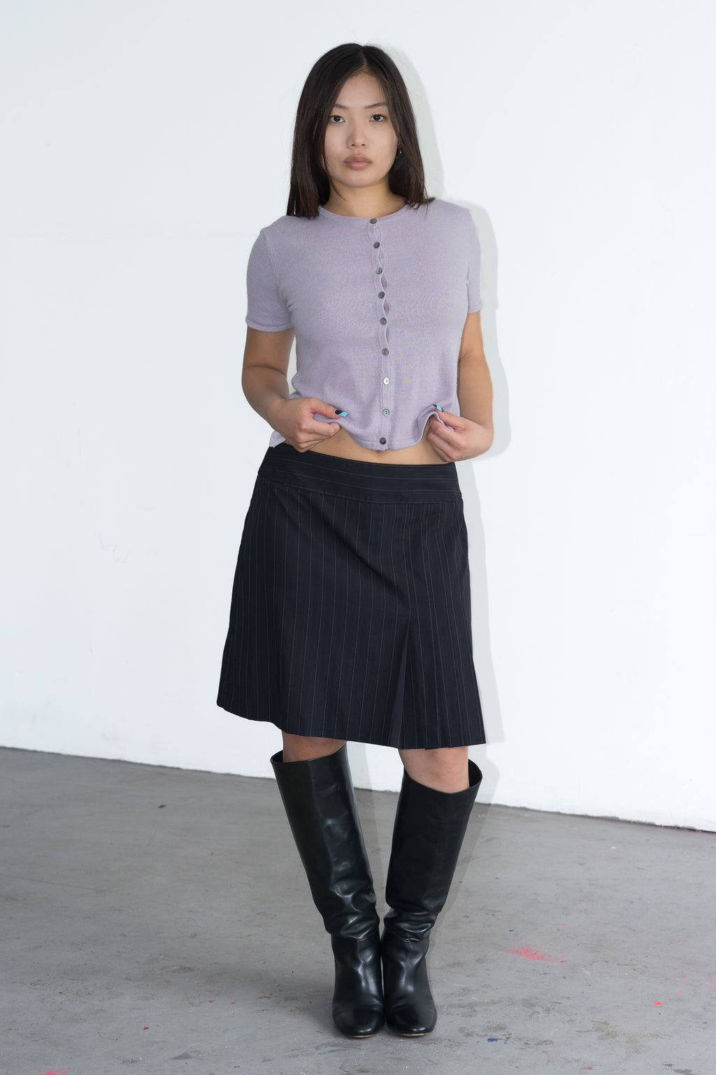 Skirt With Pleats Pinstripe - Size L