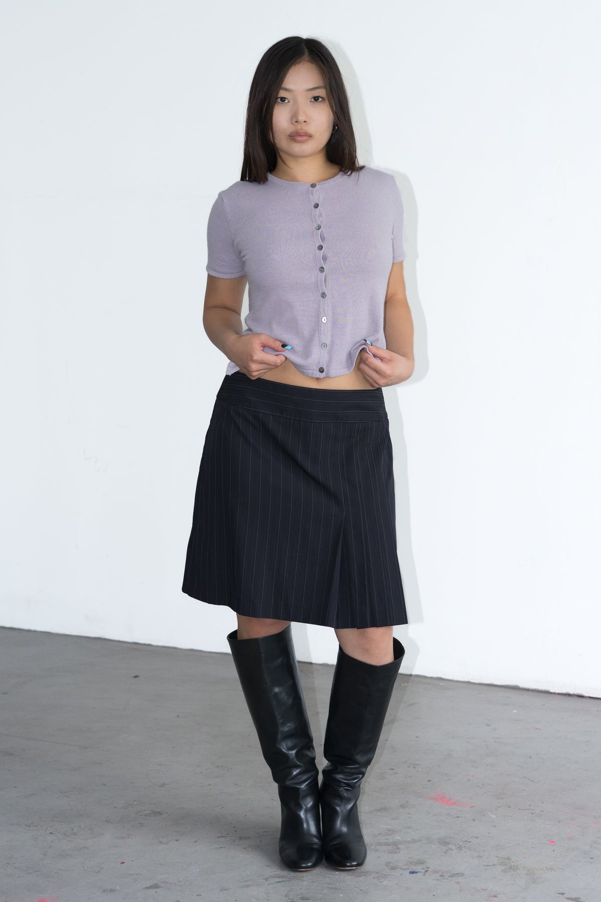 Skirt With Pleats Pinstripe - Size L