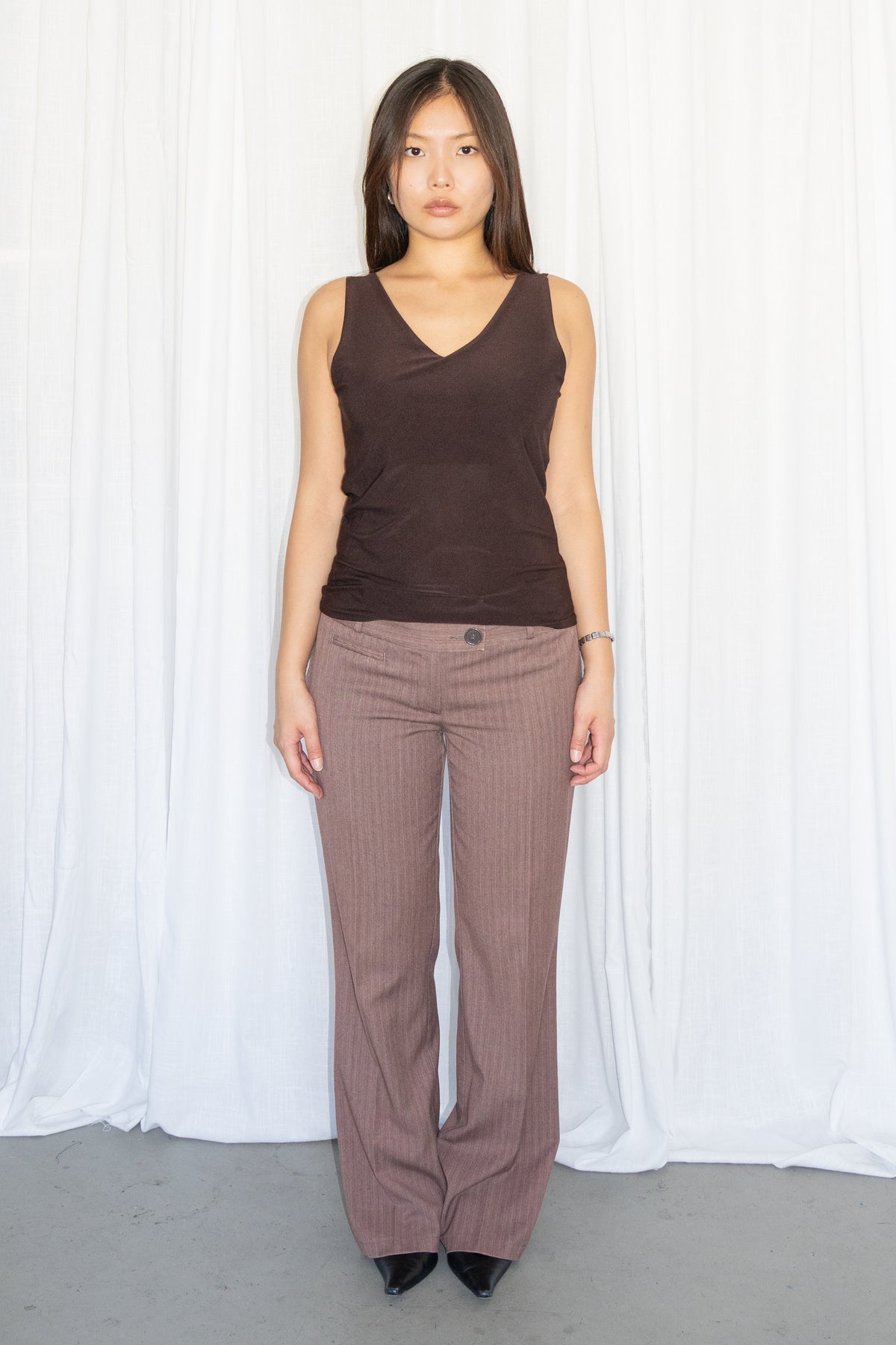 Brown Low Waist Trousers - Size M