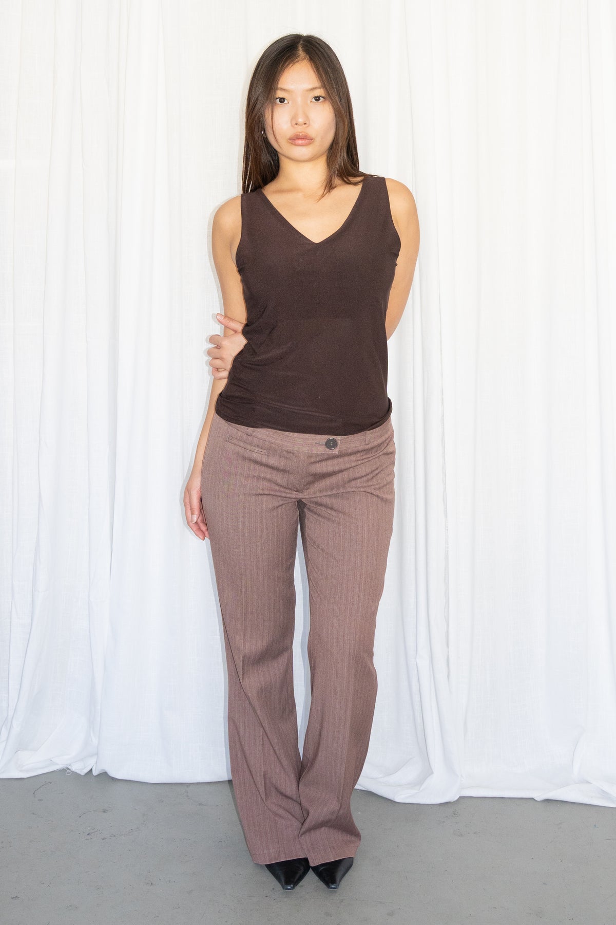 Brown Low Waist Trousers - Size M