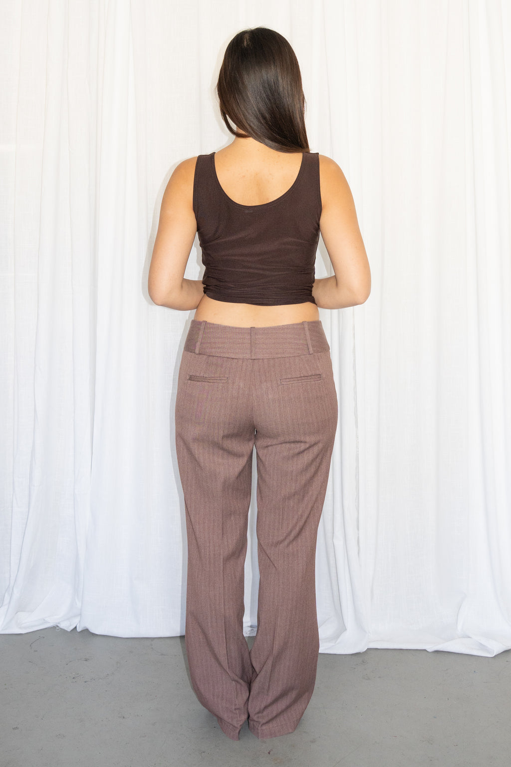 Brown Low Waist Trousers - Size M