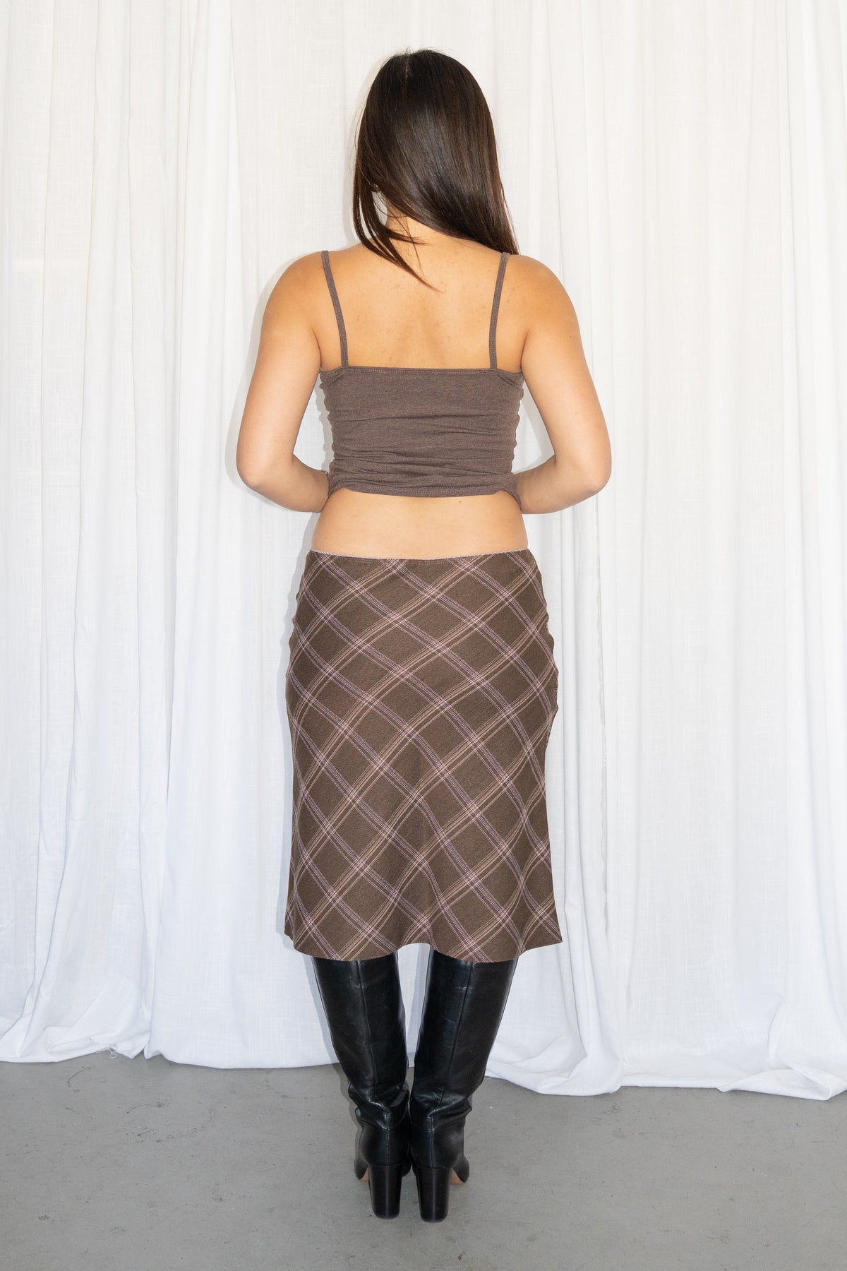 Checkered Brown/Beige Skirt - Size S