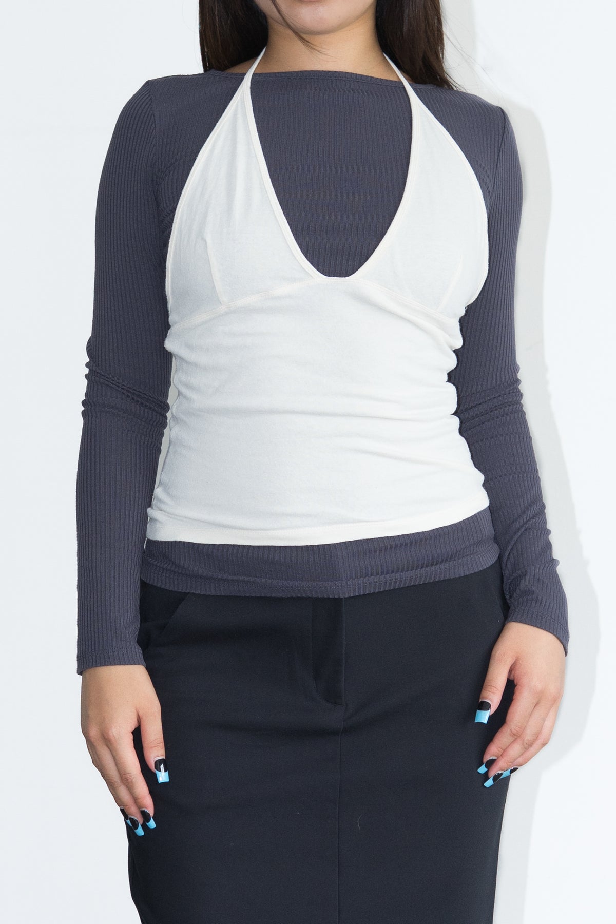 Yellowish White Halterneck Top - Size M