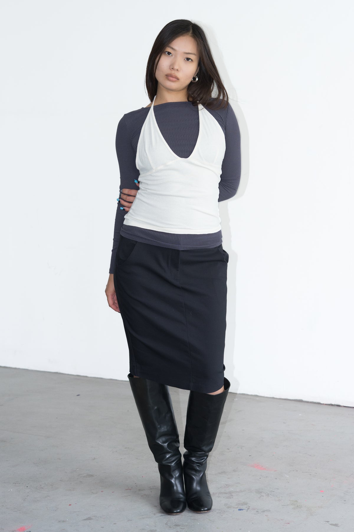 Yellowish White Halterneck Top - Size M