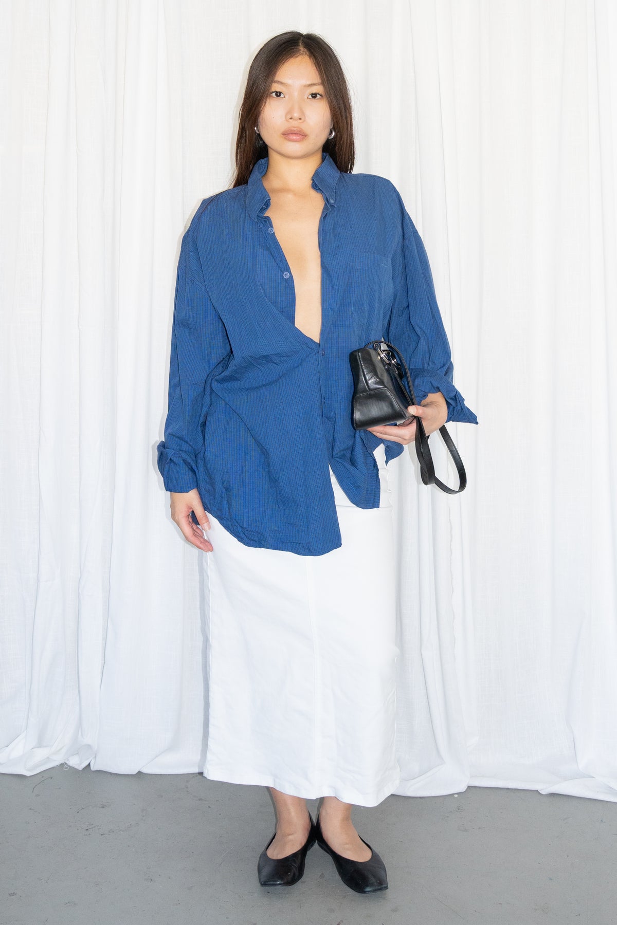 Blue Checkered Print Shirt - Size XL