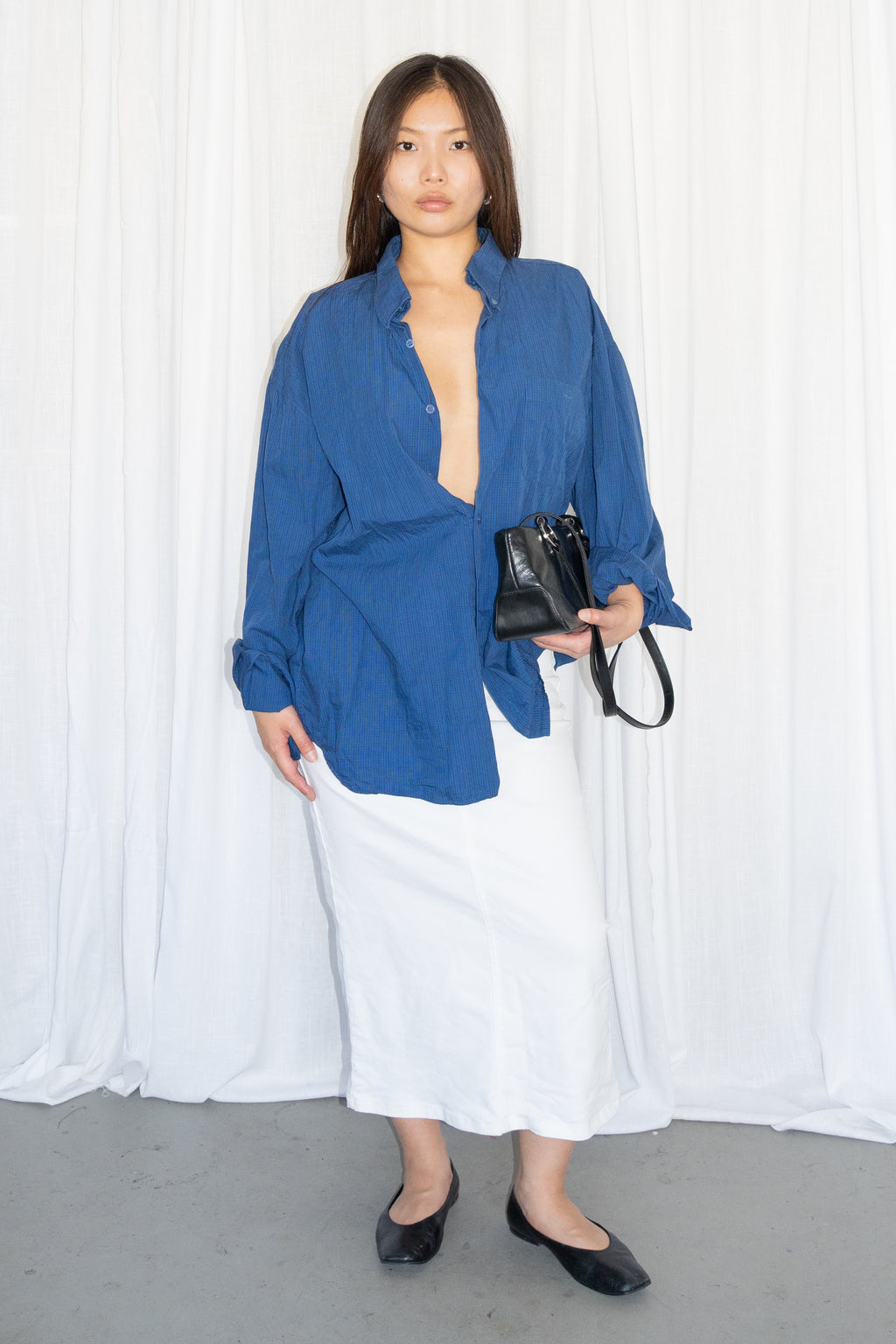 White Long Denim Skirt - Size S