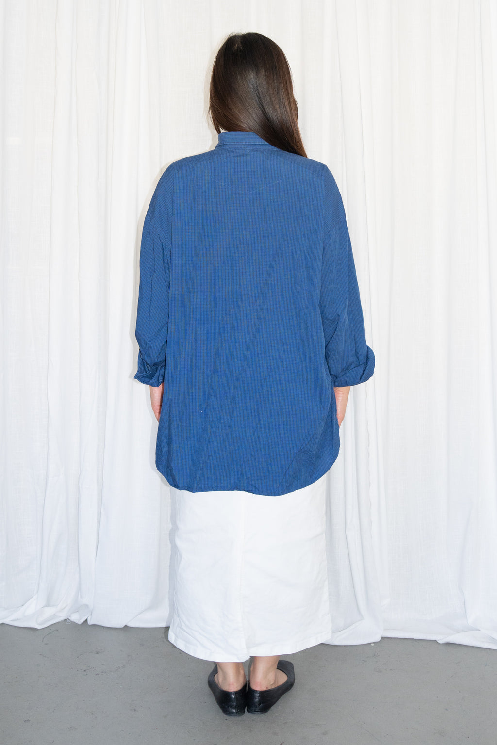 Blue Checkered Print Shirt - Size XL
