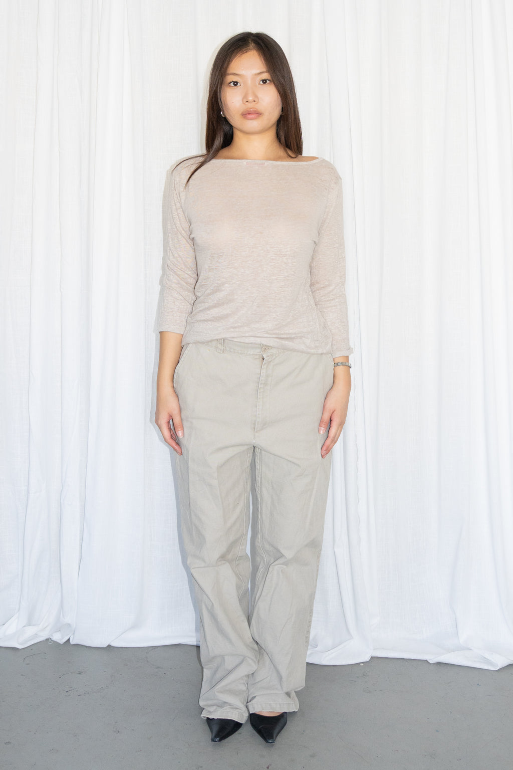 Beige Straight Jeans - Size M