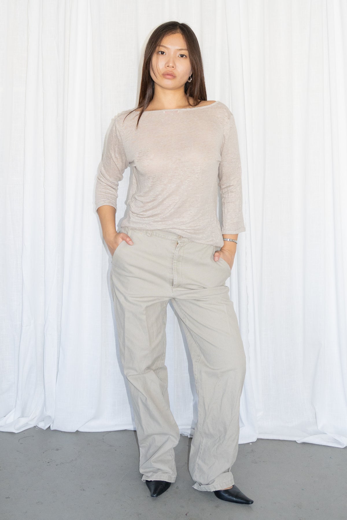Cream Long Sleeve Top - Size M