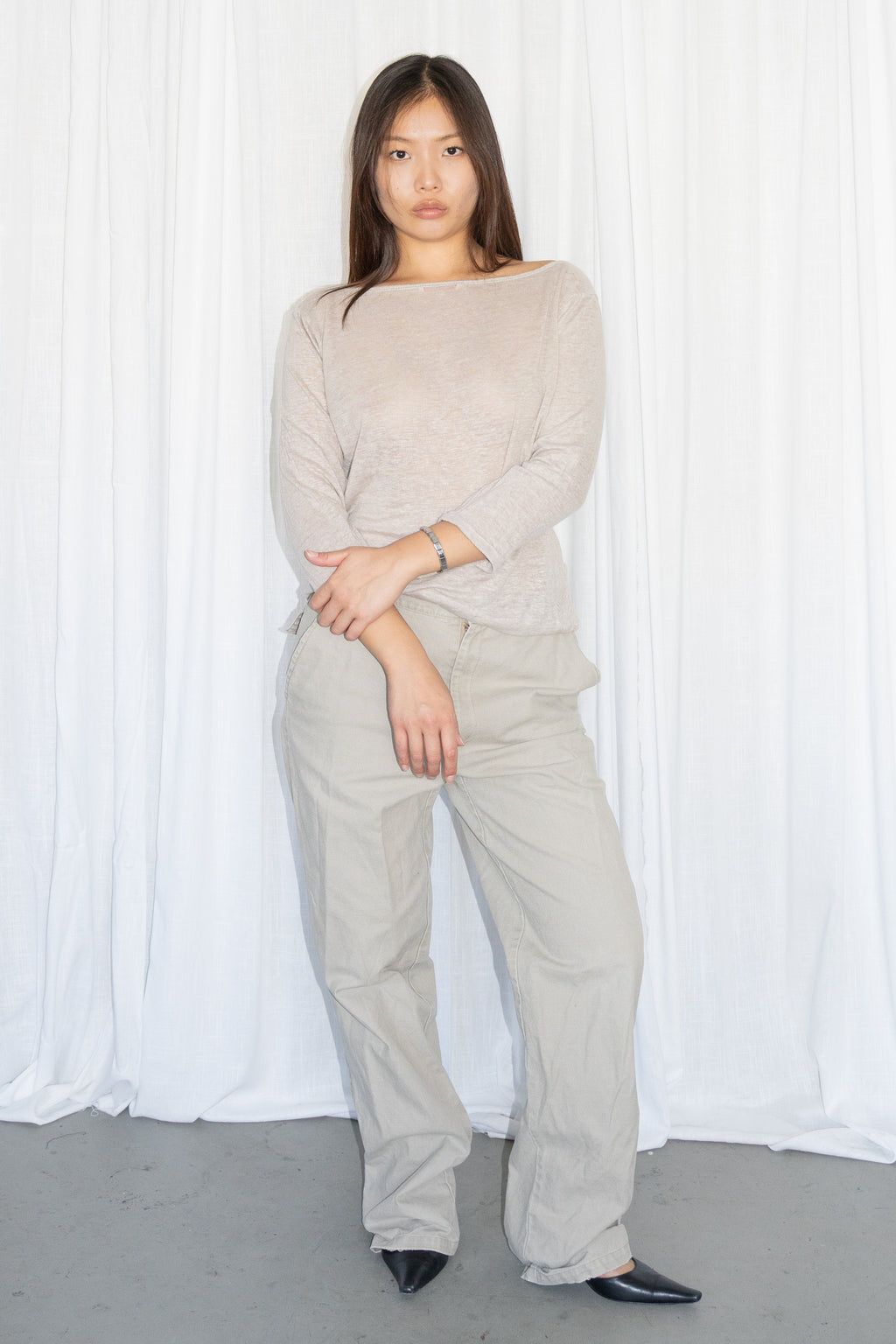 Beige Straight Jeans - Size M