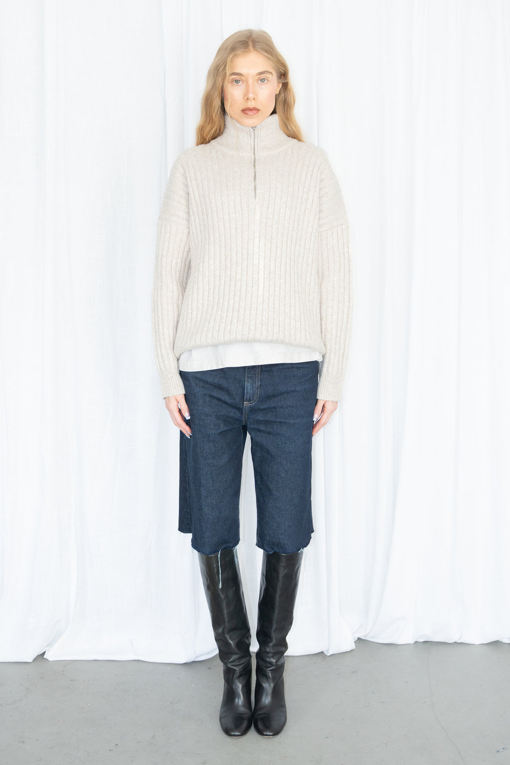 Off-White Ribbed Knit Sweater - Size XL