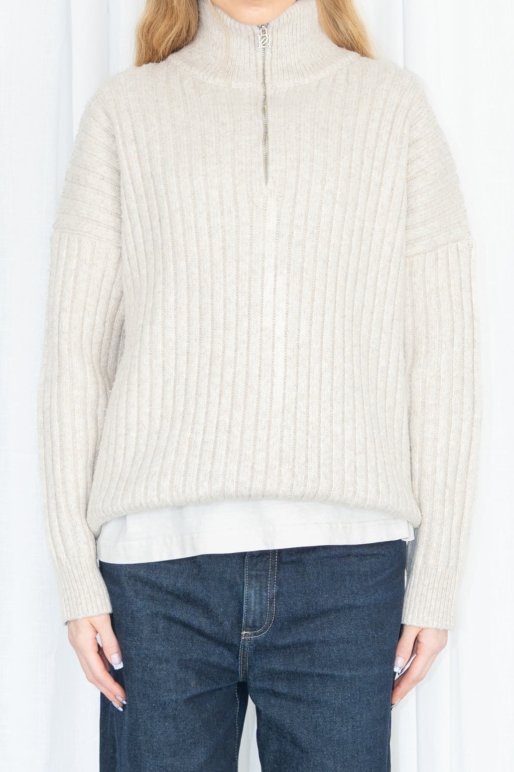 Off-White Ribbed Knit Sweater - Size XL