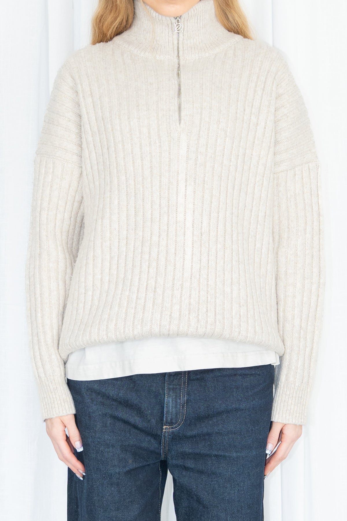 Off-White Ribbed Knit Sweater - Size XL