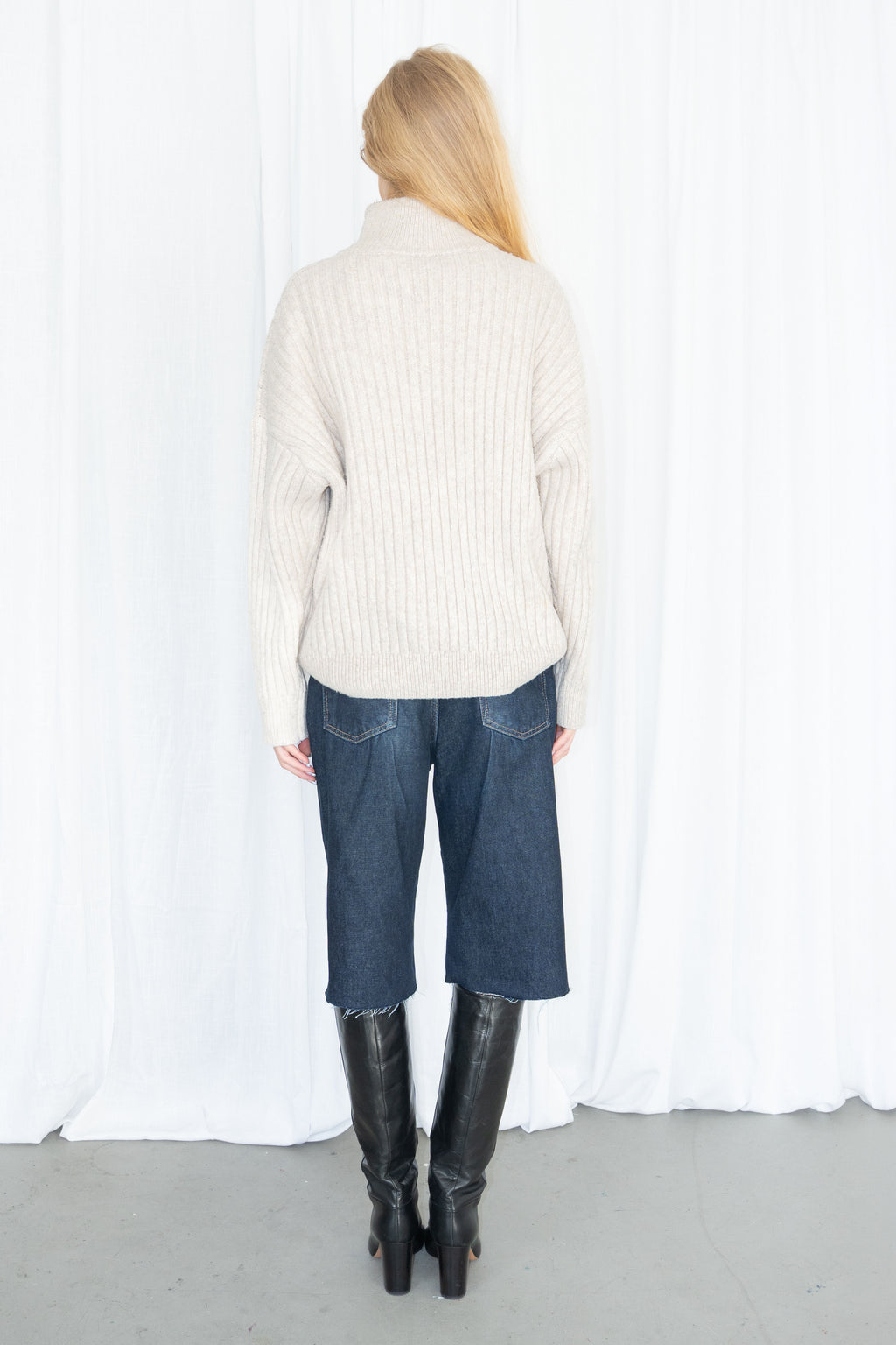 Off-White Ribbed Knit Sweater - Size XL