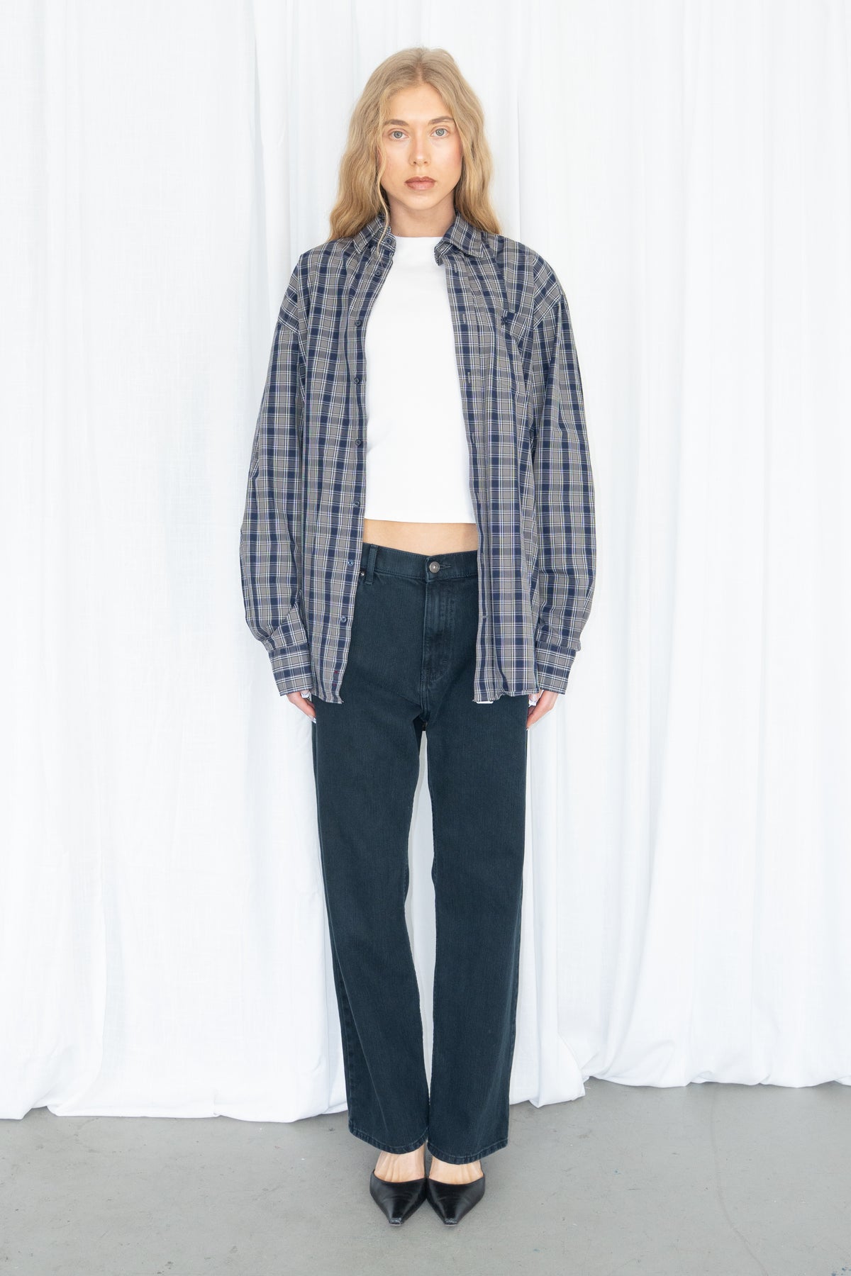 Grey Plaid Shirt - Size XL