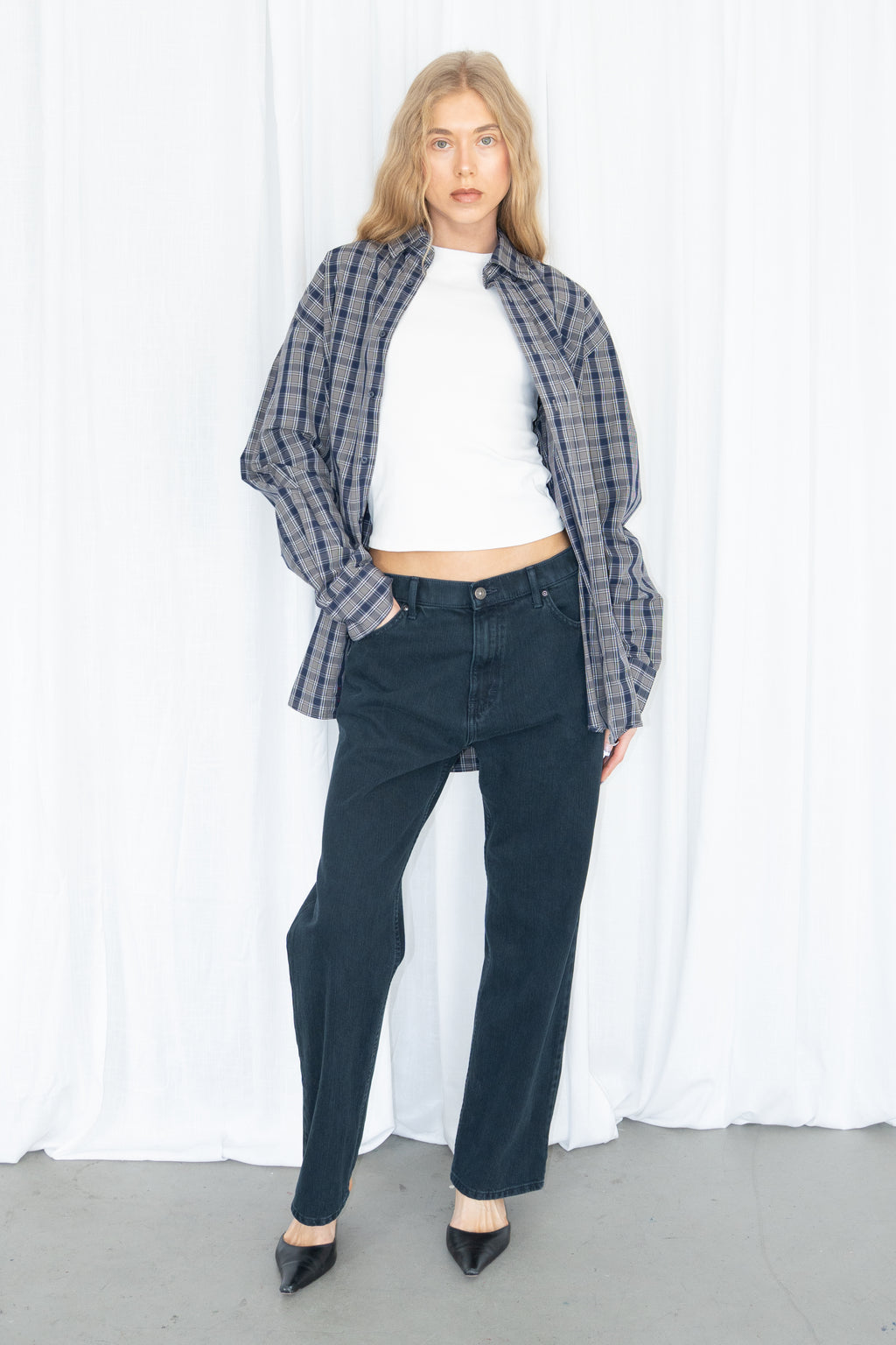 Grey Plaid Shirt - Size XL