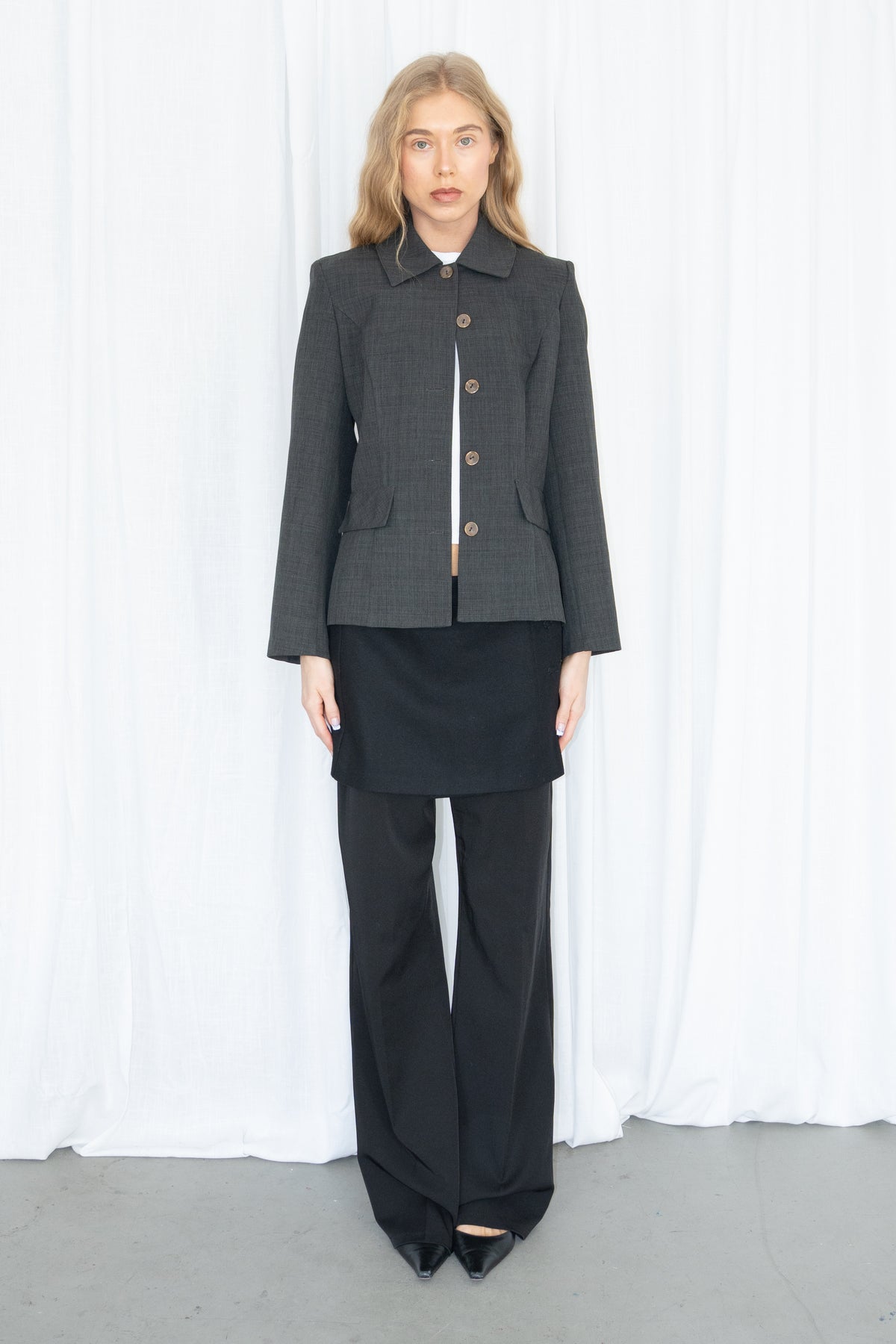 Grey Tailored Blazer - Size S