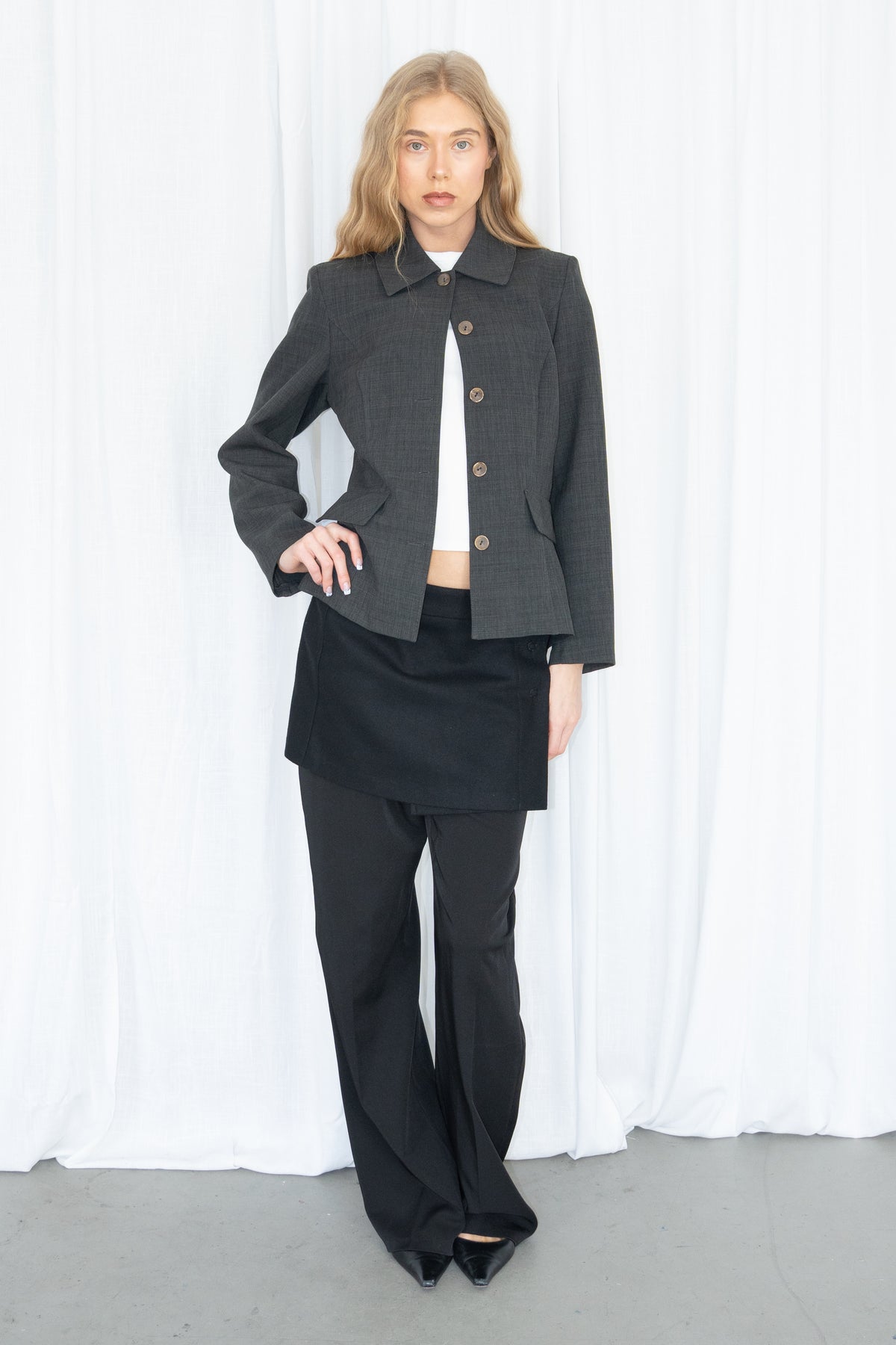 Grey Tailored Blazer - Size S