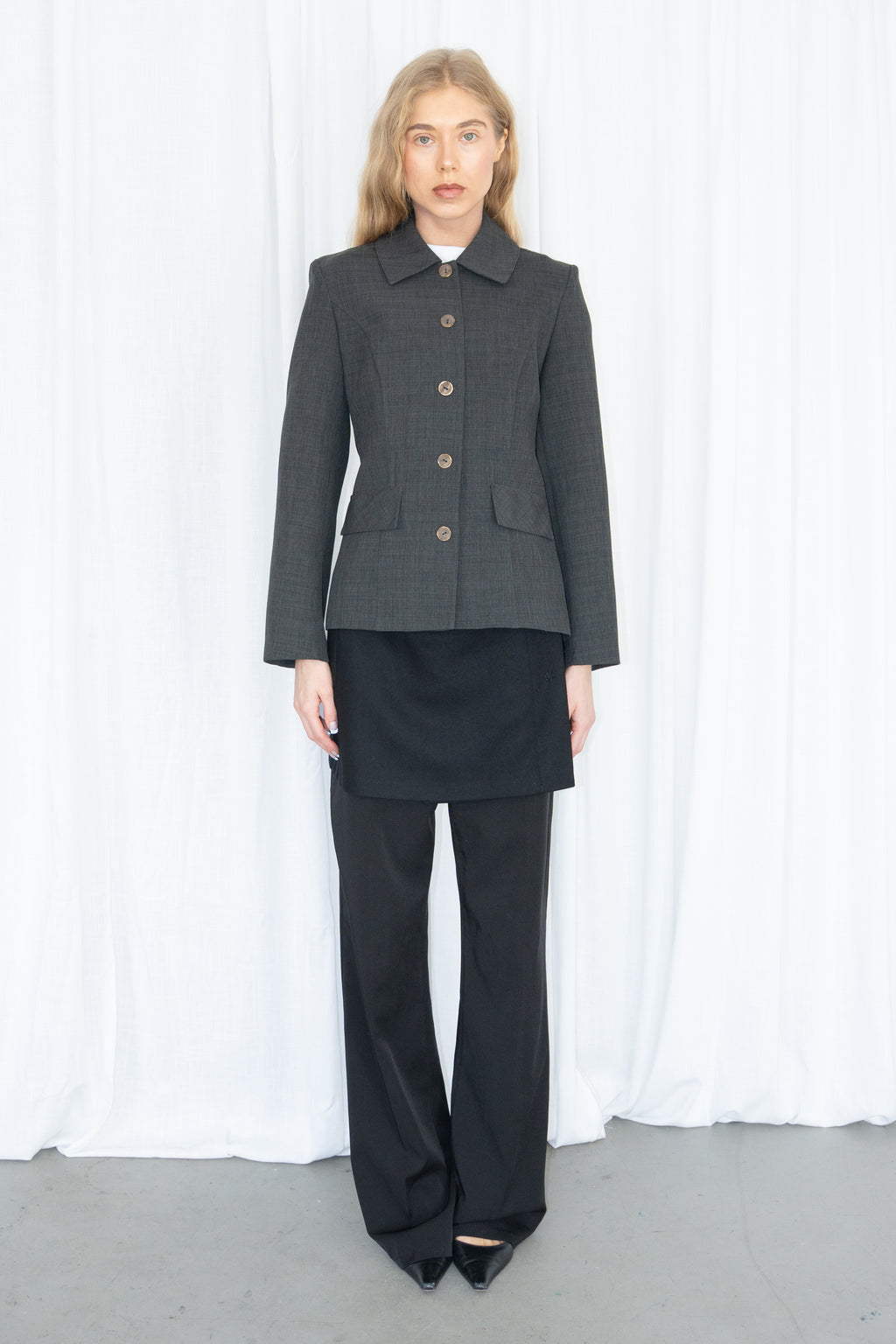 Grey Tailored Blazer - Size S