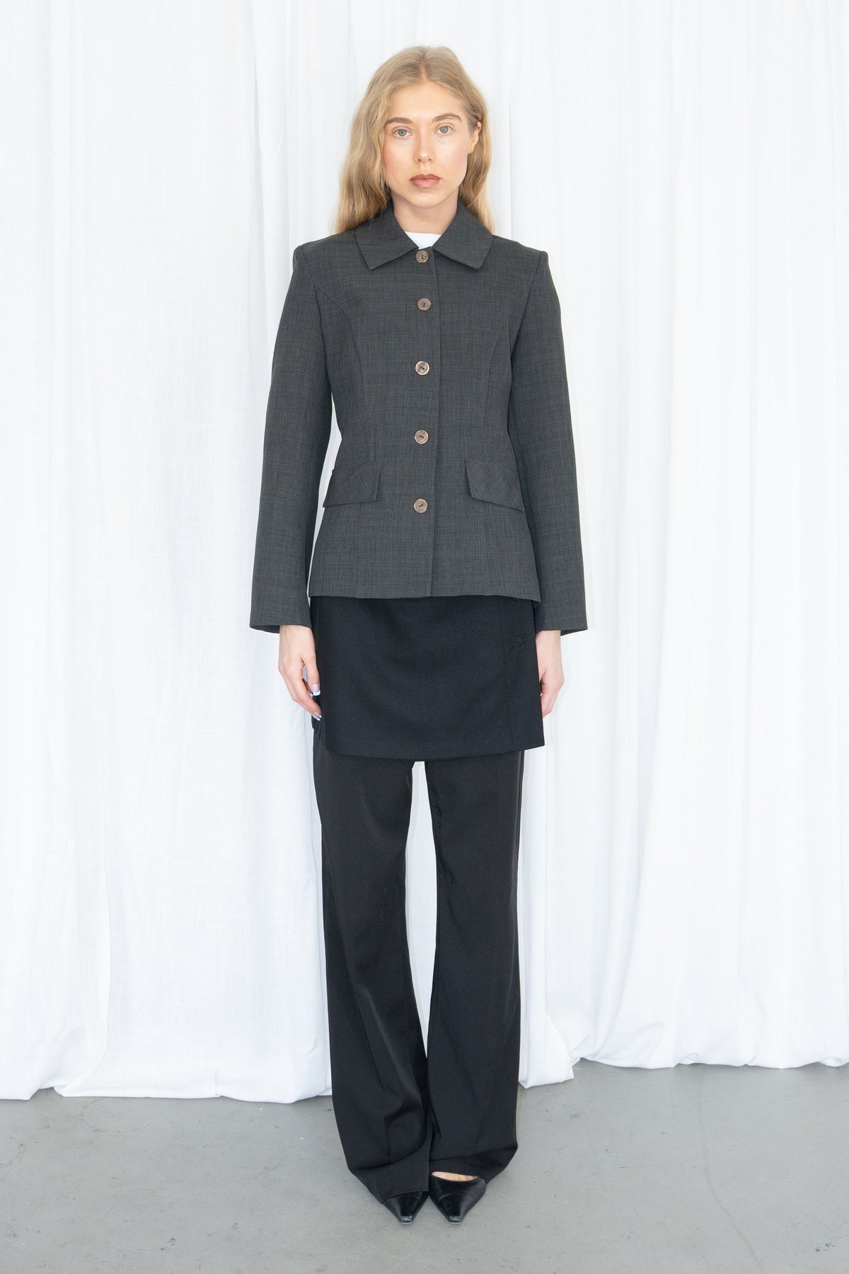 Grey Tailored Blazer - Size S
