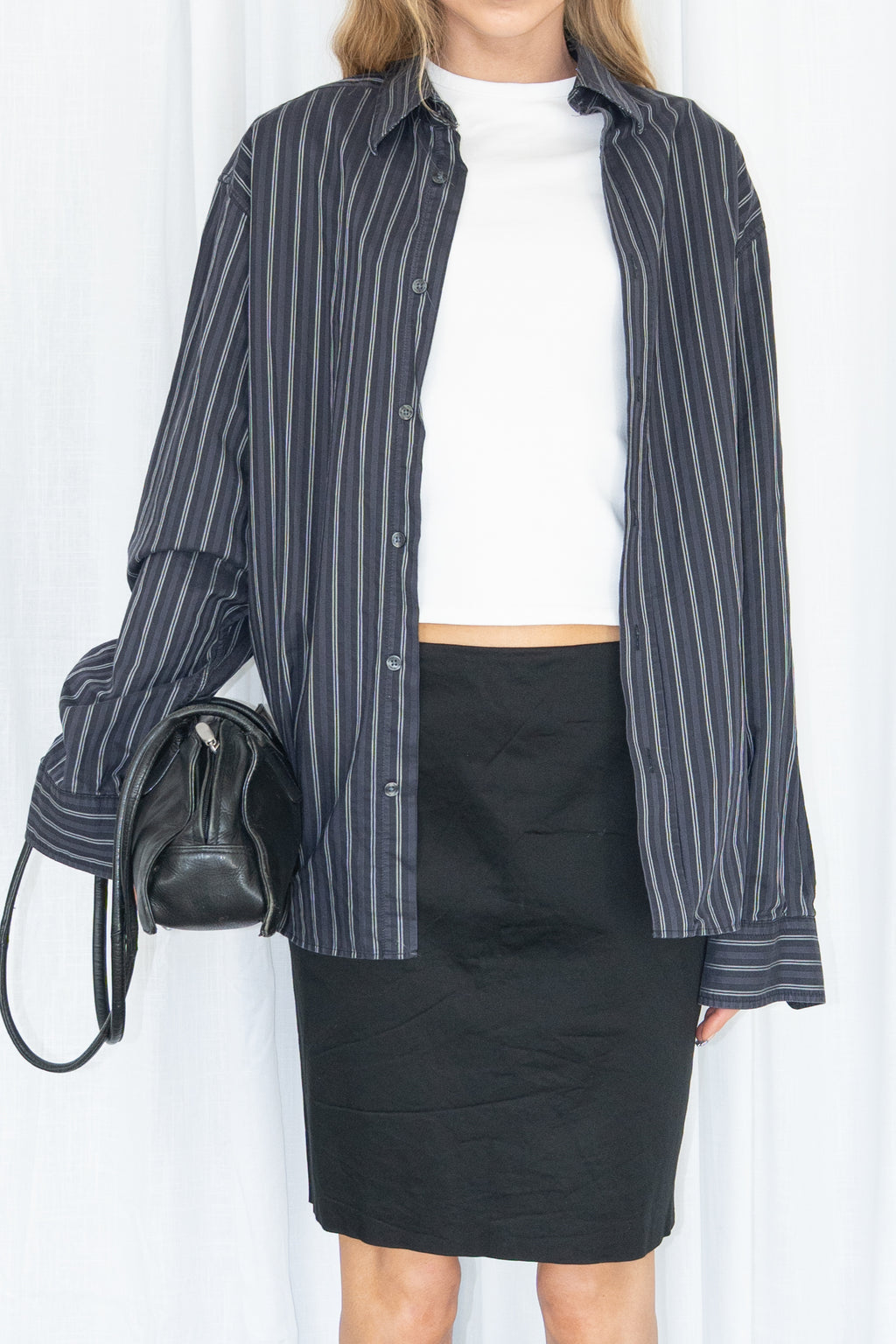 Dark Grey Pinstripe Shirt - Size L
