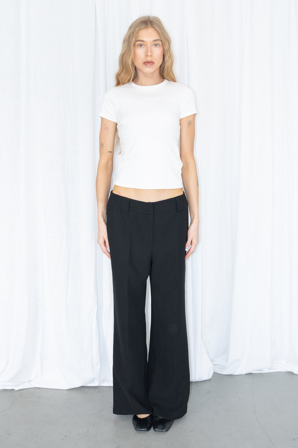 Black Wide Leg Trousers - Size M