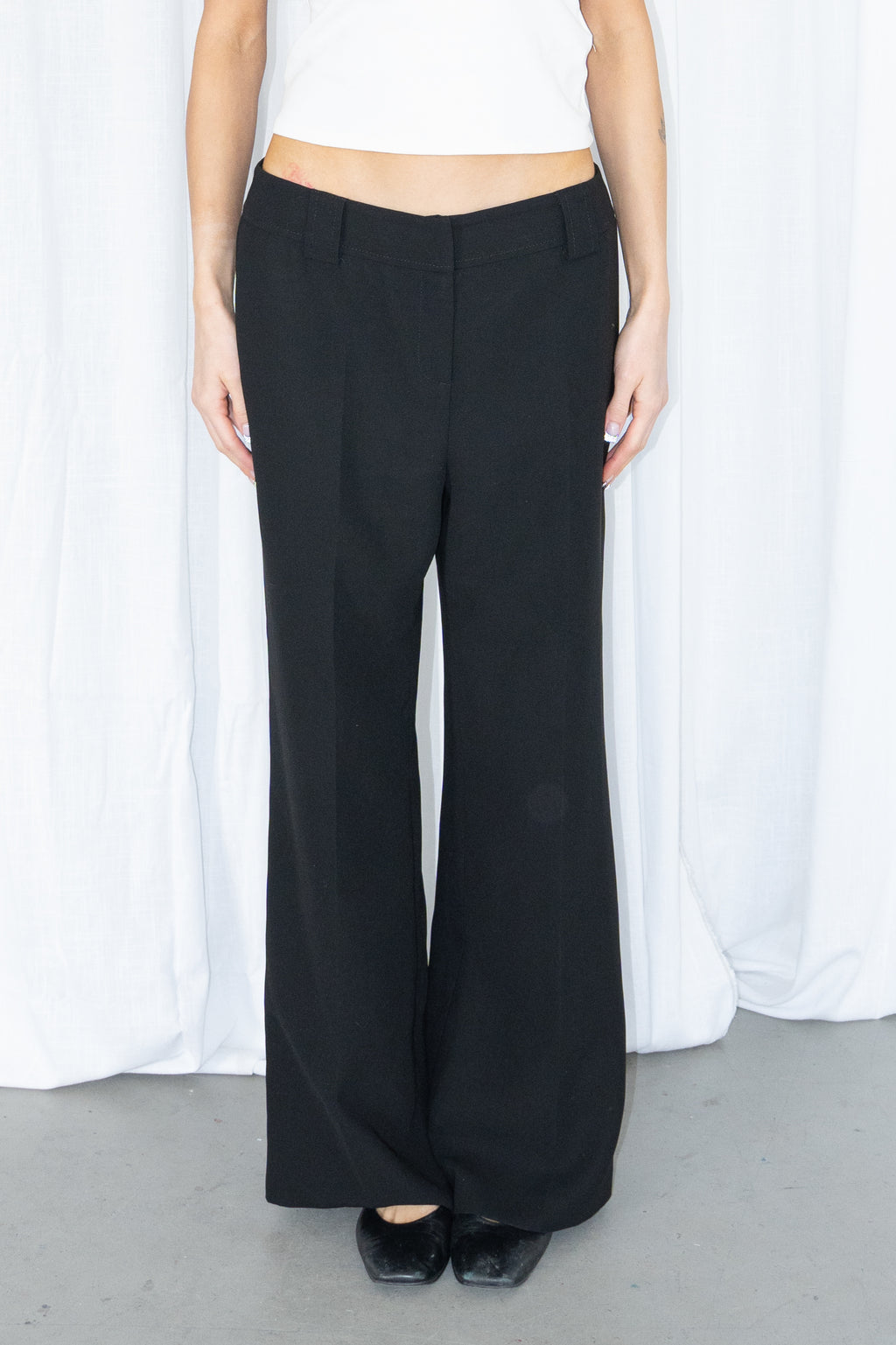 Black Wide Leg Trousers - Size M