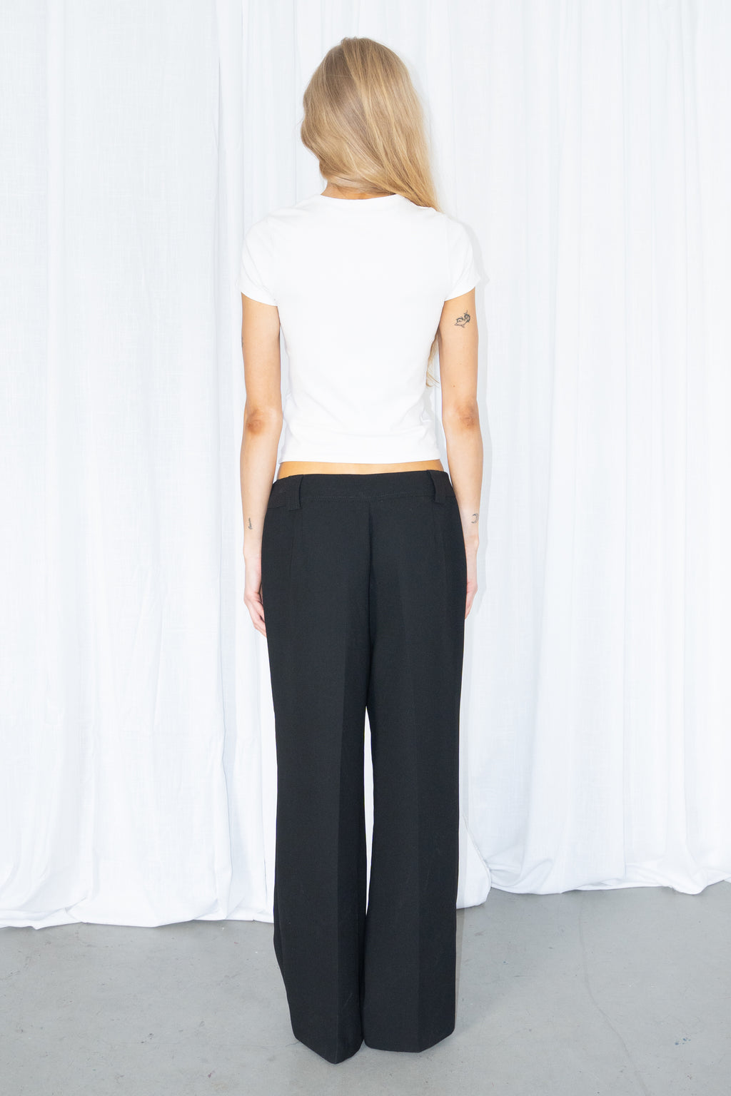 Black Wide Leg Trousers - Size M