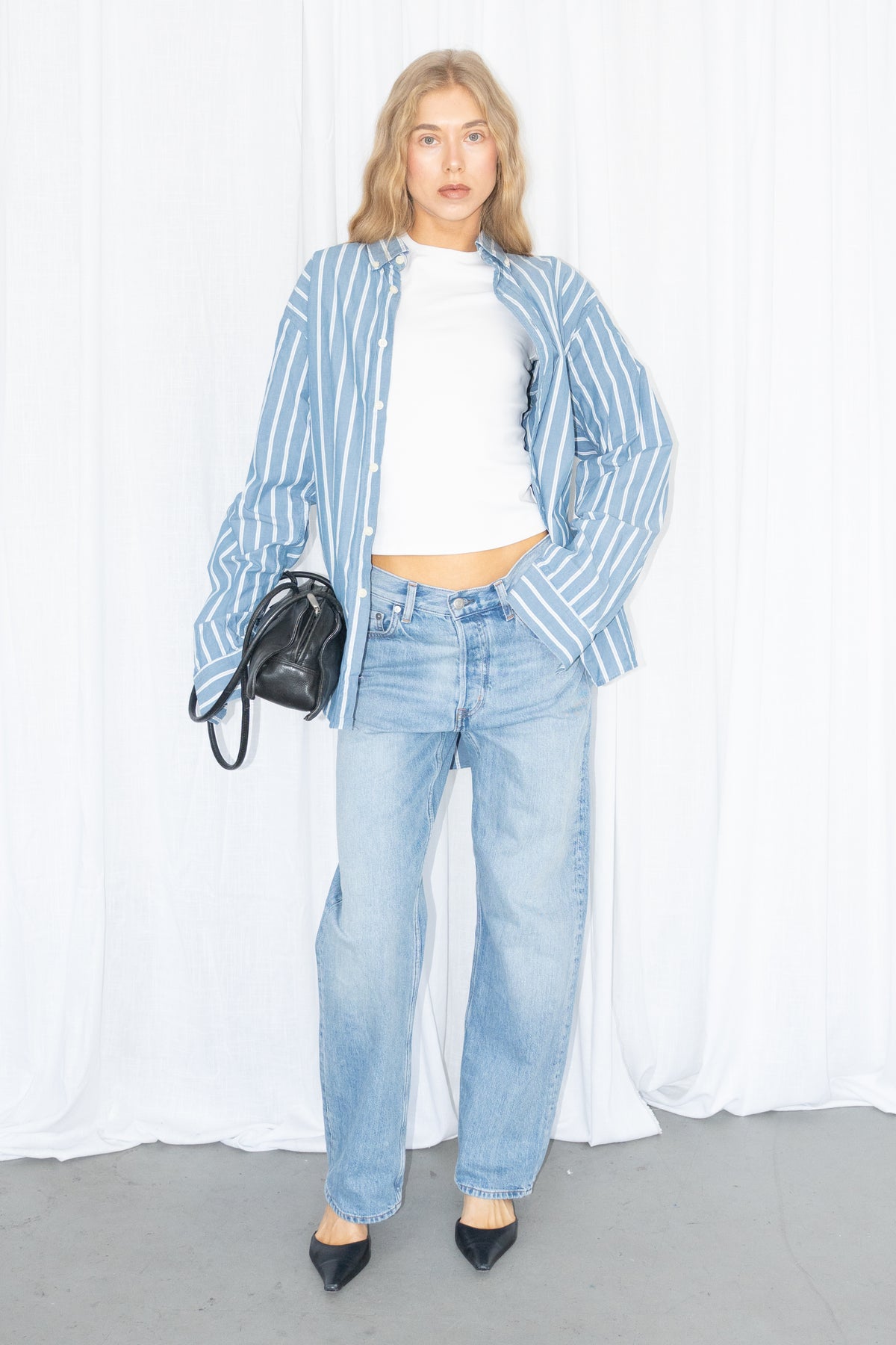 Light Blue Striped Shirt - Size XL