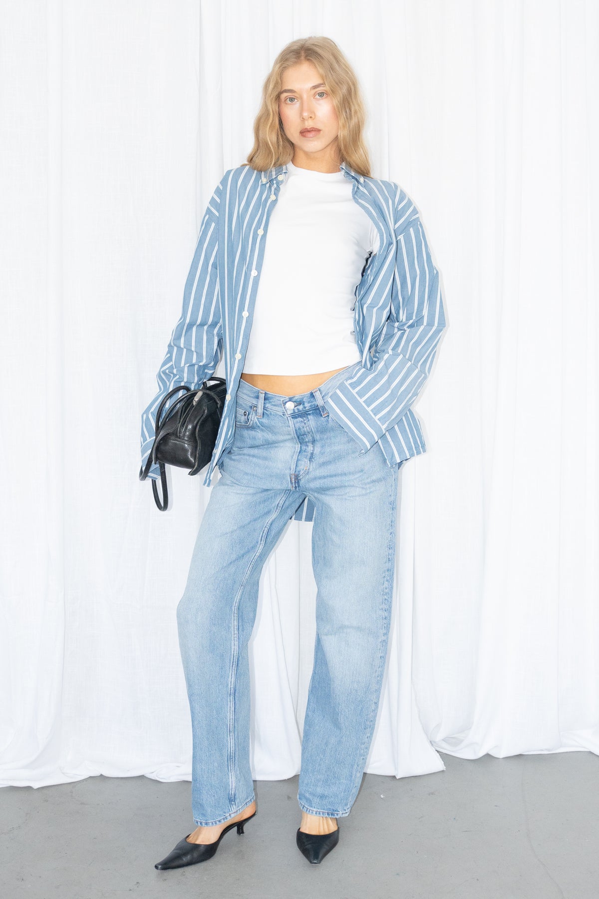 Light Blue Striped Shirt - Size XL