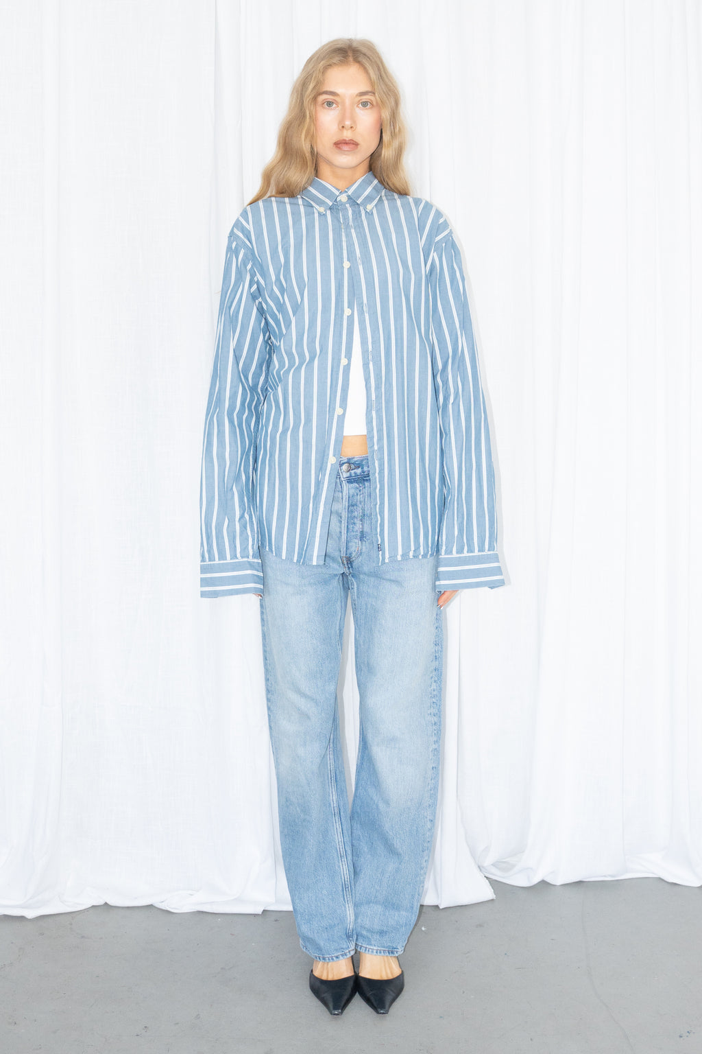 Light Blue Striped Shirt - Size XL