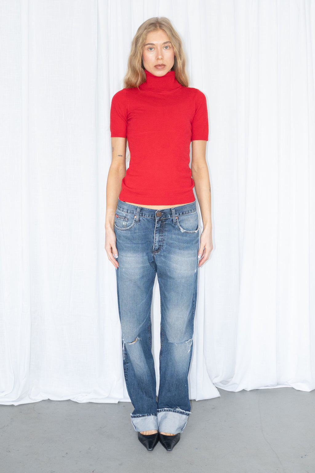 Red Turtleneck Short Sleeve - Size S