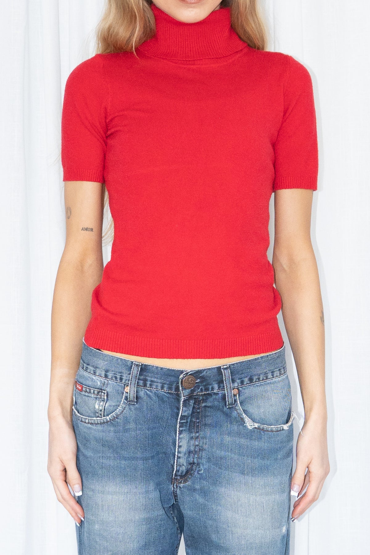 Red Turtleneck Short Sleeve - Size S