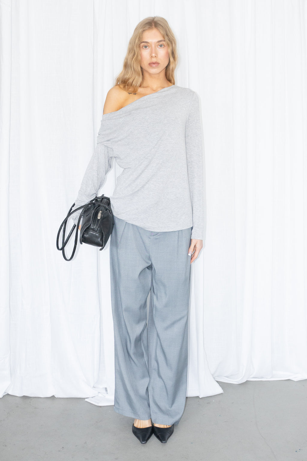 Light Grey Waterfal Top - Size M/L