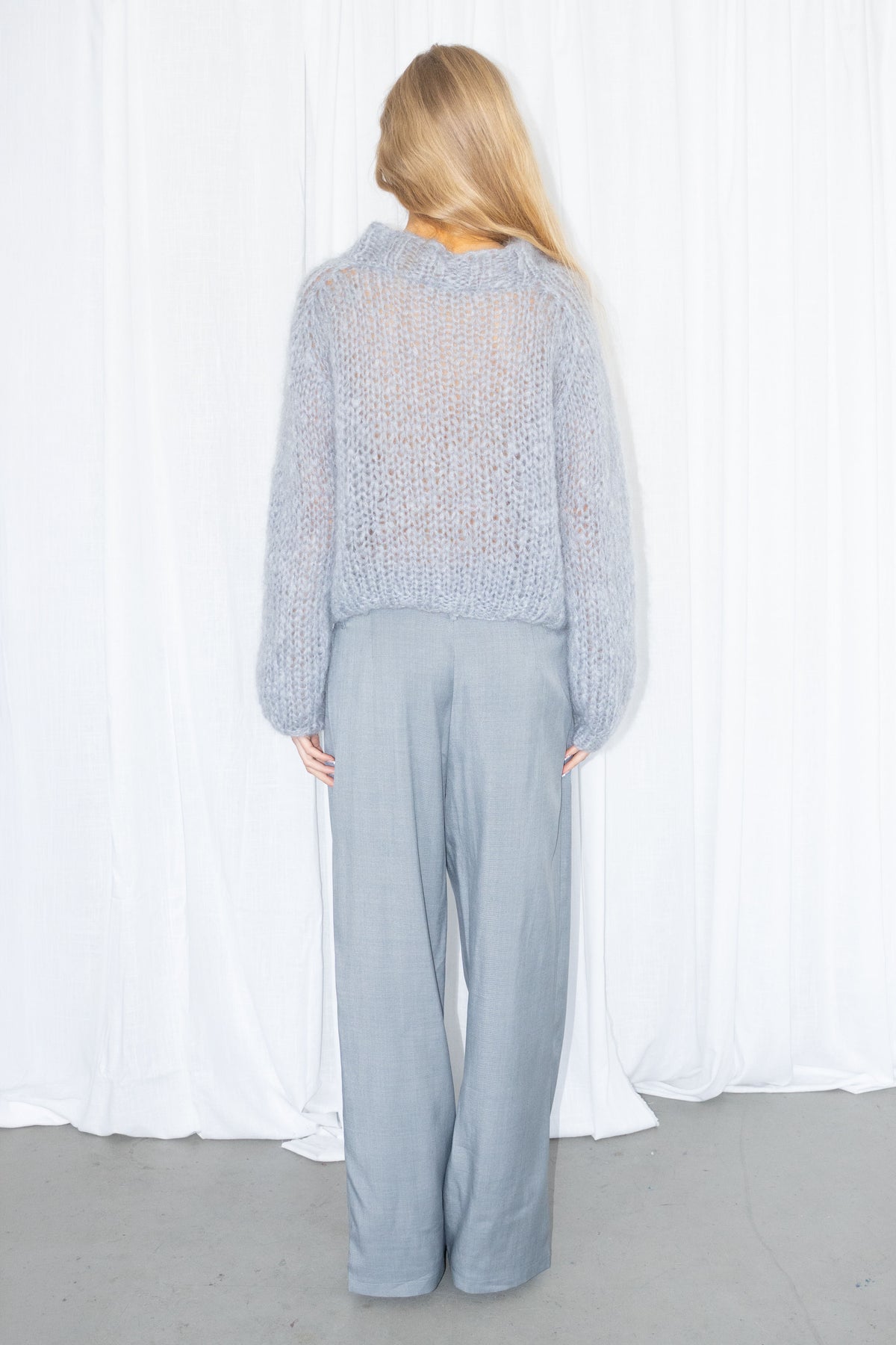 Grey Mohair Knit Sweater - Size S/M