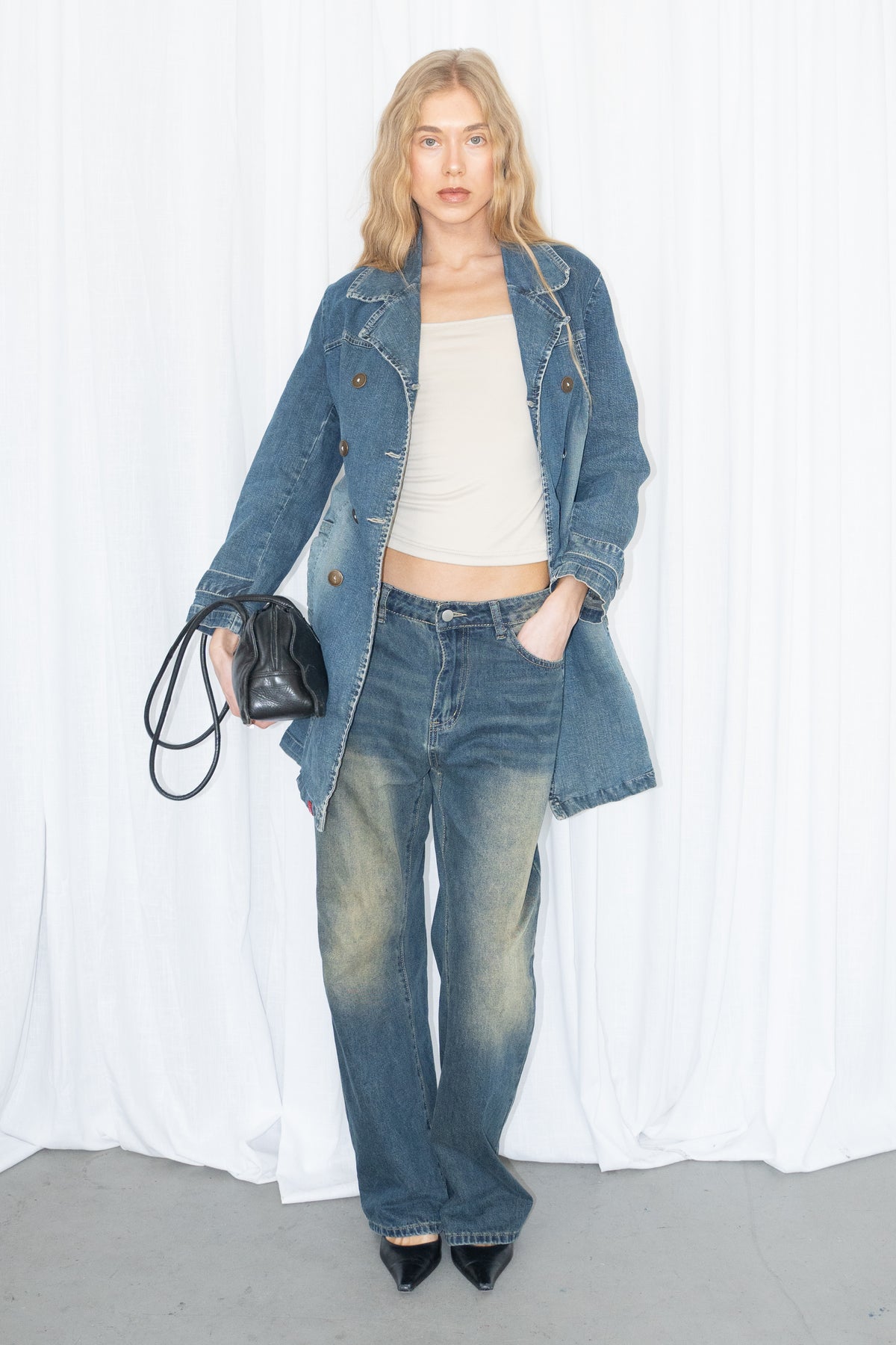 Denim Trench Jacket - Size M/L