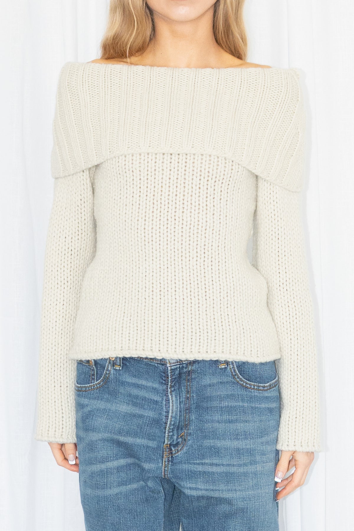 Beige Wool Knit Sweater - Size S