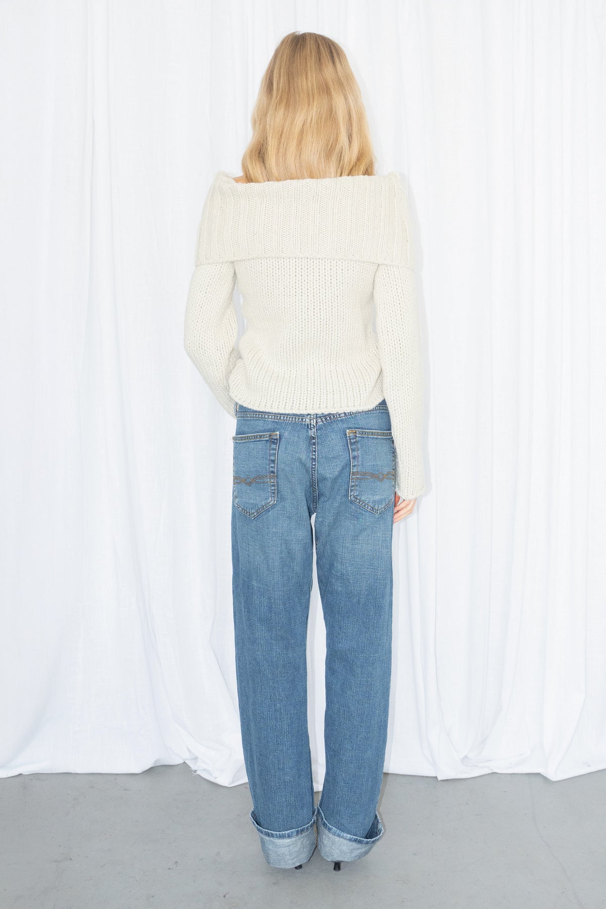 Beige Wool Knit Sweater - Size S